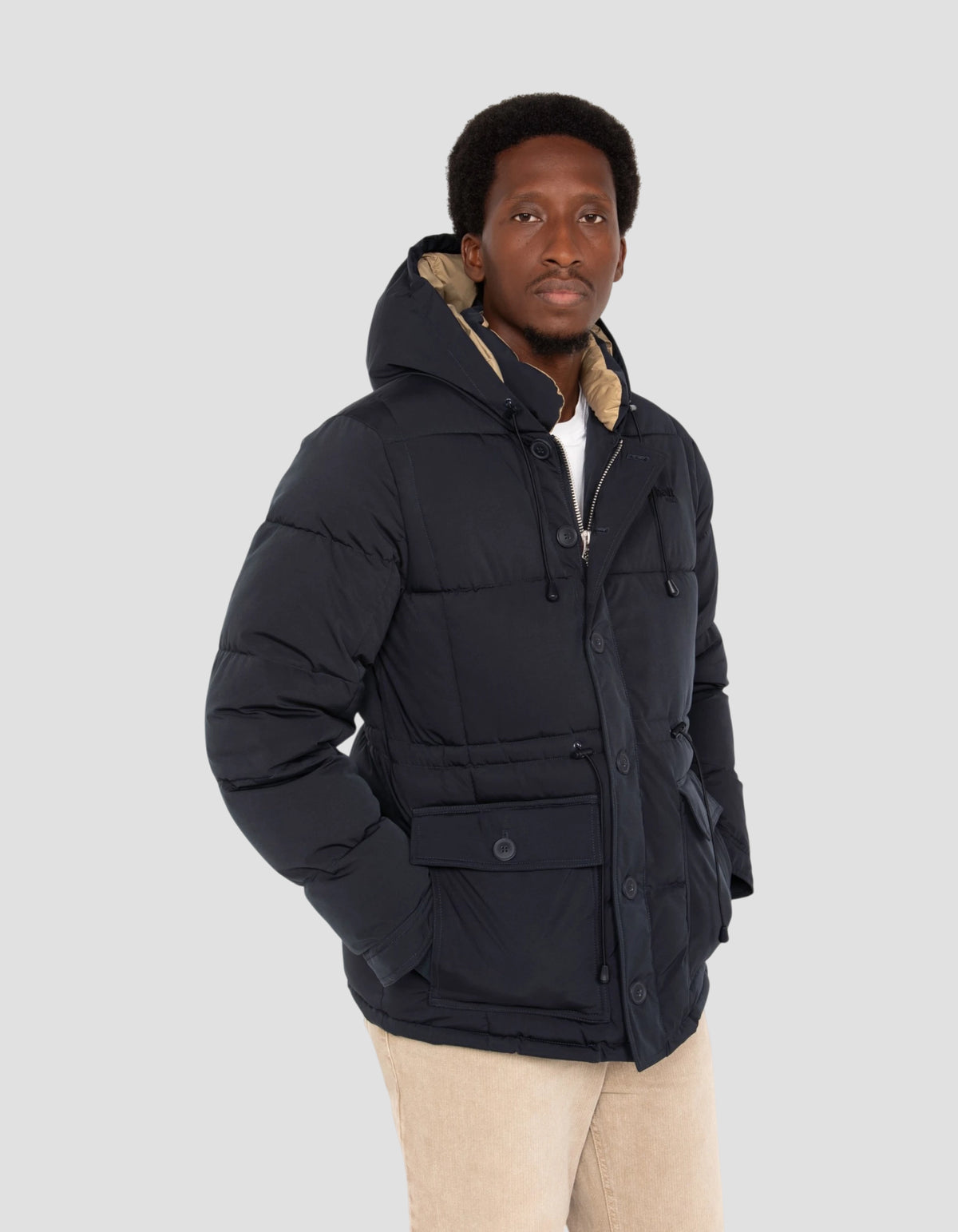 Parka outdoor à capuche bleu marine