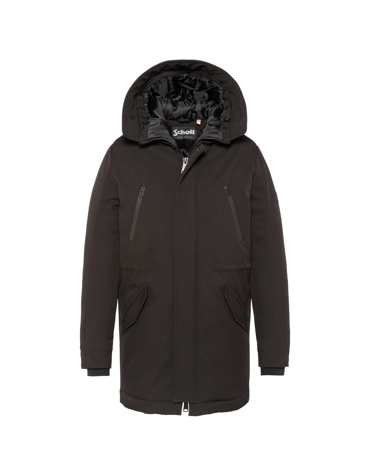 Schwarzer Parka mit Kapuze