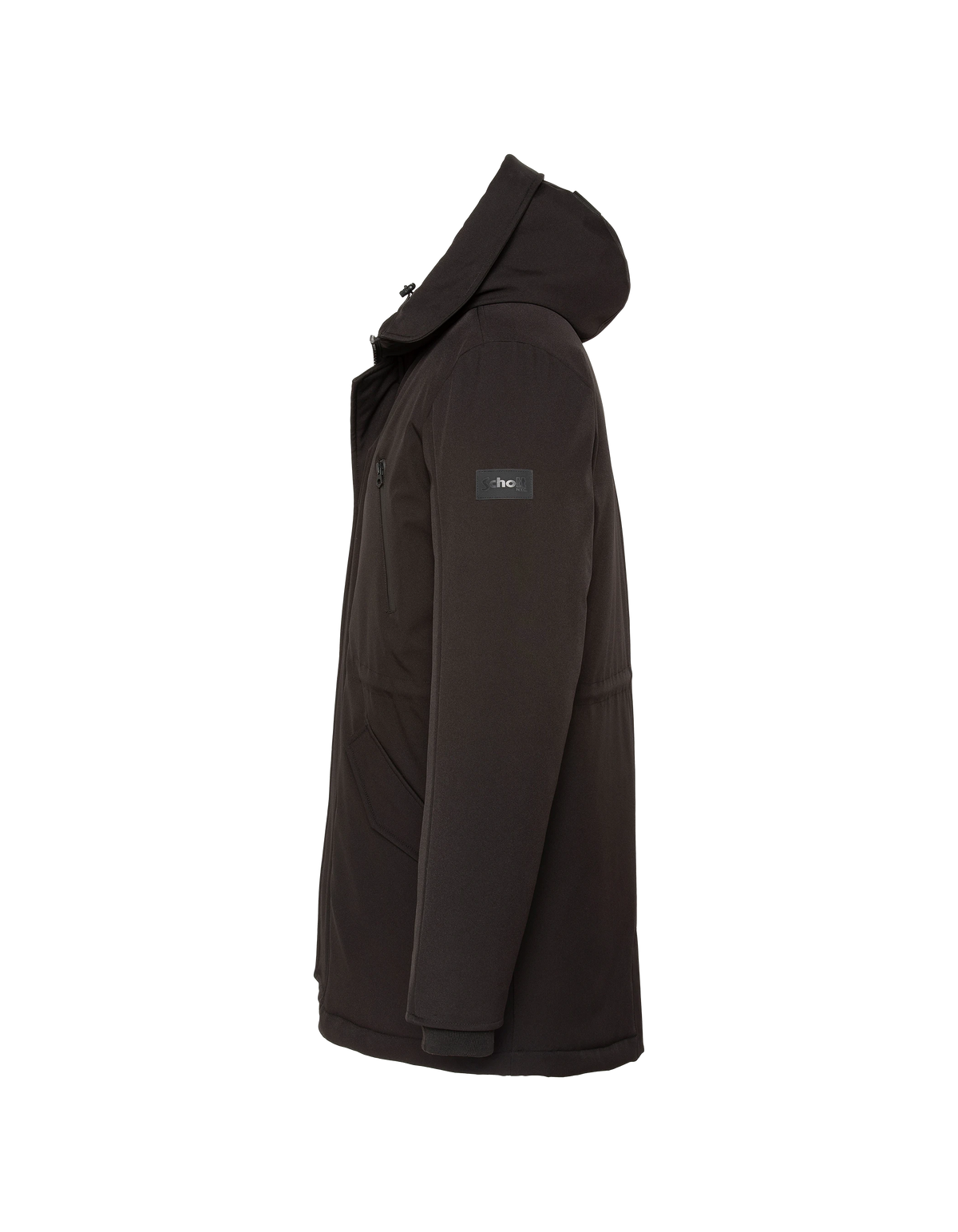 Schwarzer Parka mit Kapuze