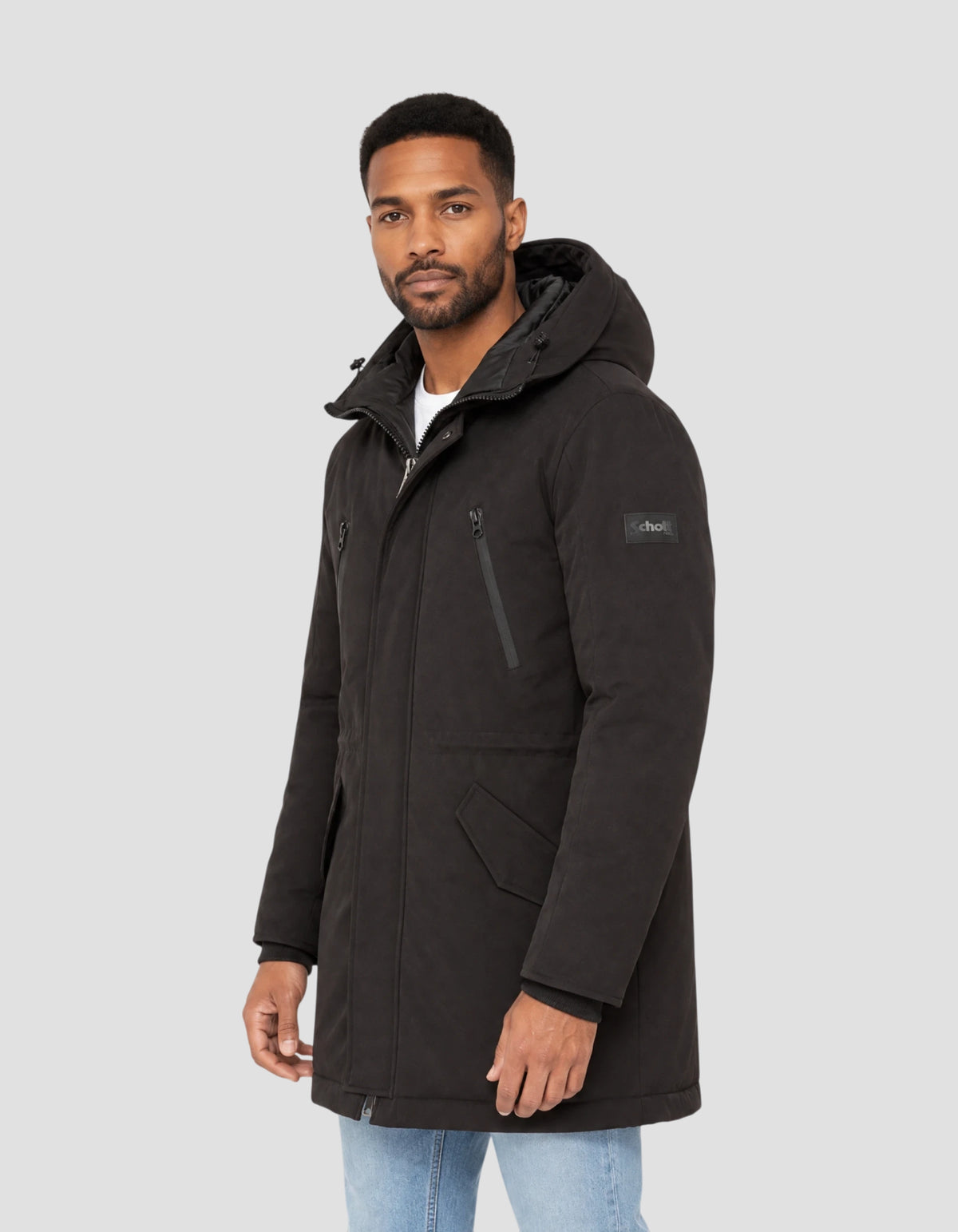 Parka à capuche noire-3