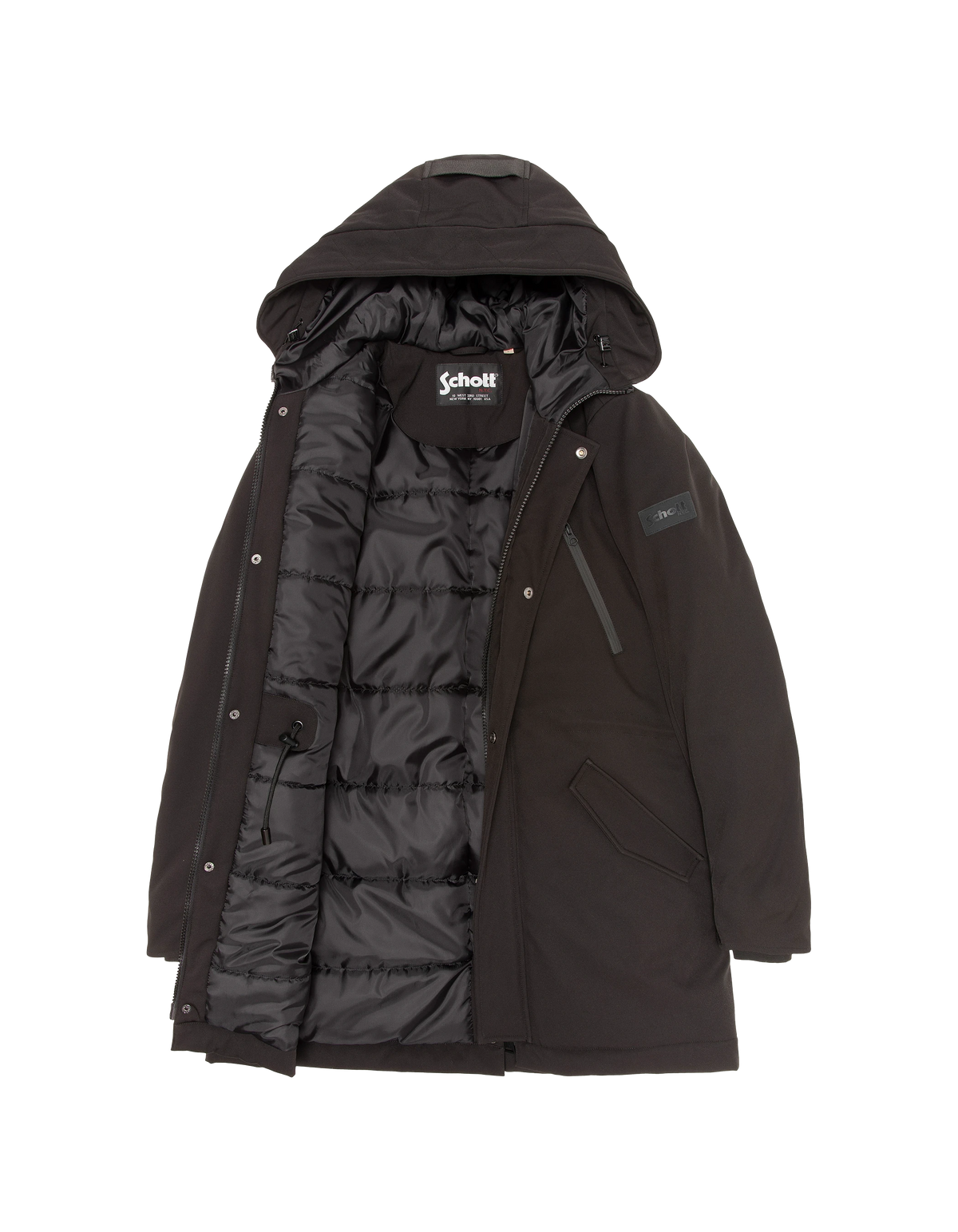 Schwarzer Parka mit Kapuze