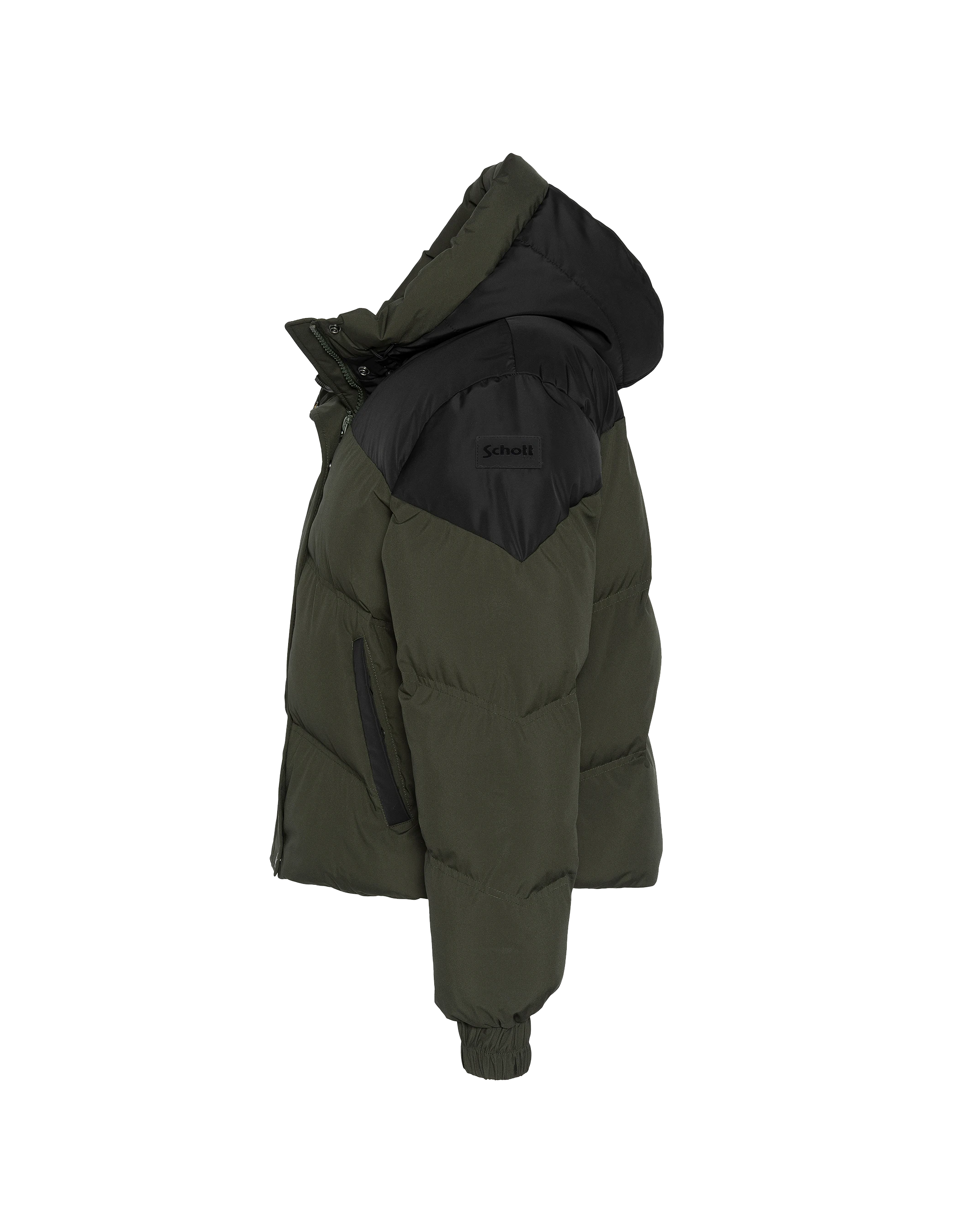 Kurze Khaki und schwarze kurze Jacke mit Kapuze-8