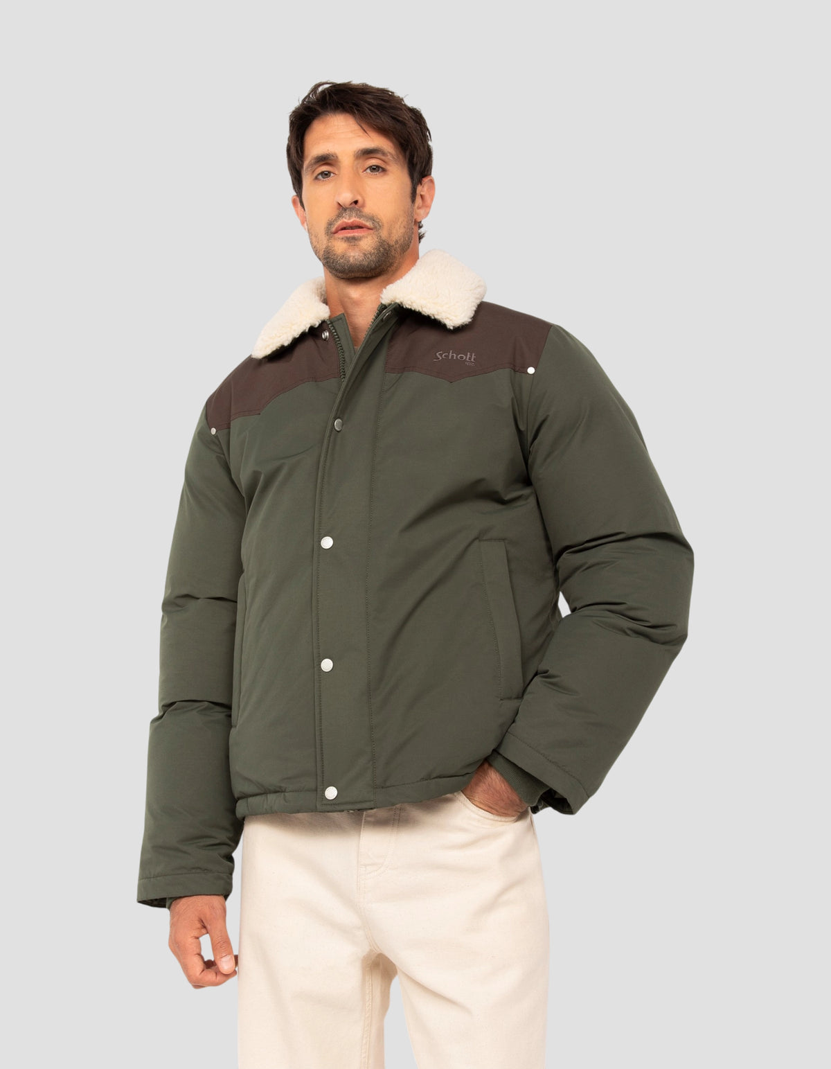 Blouson rancher bicolor vert foncé
