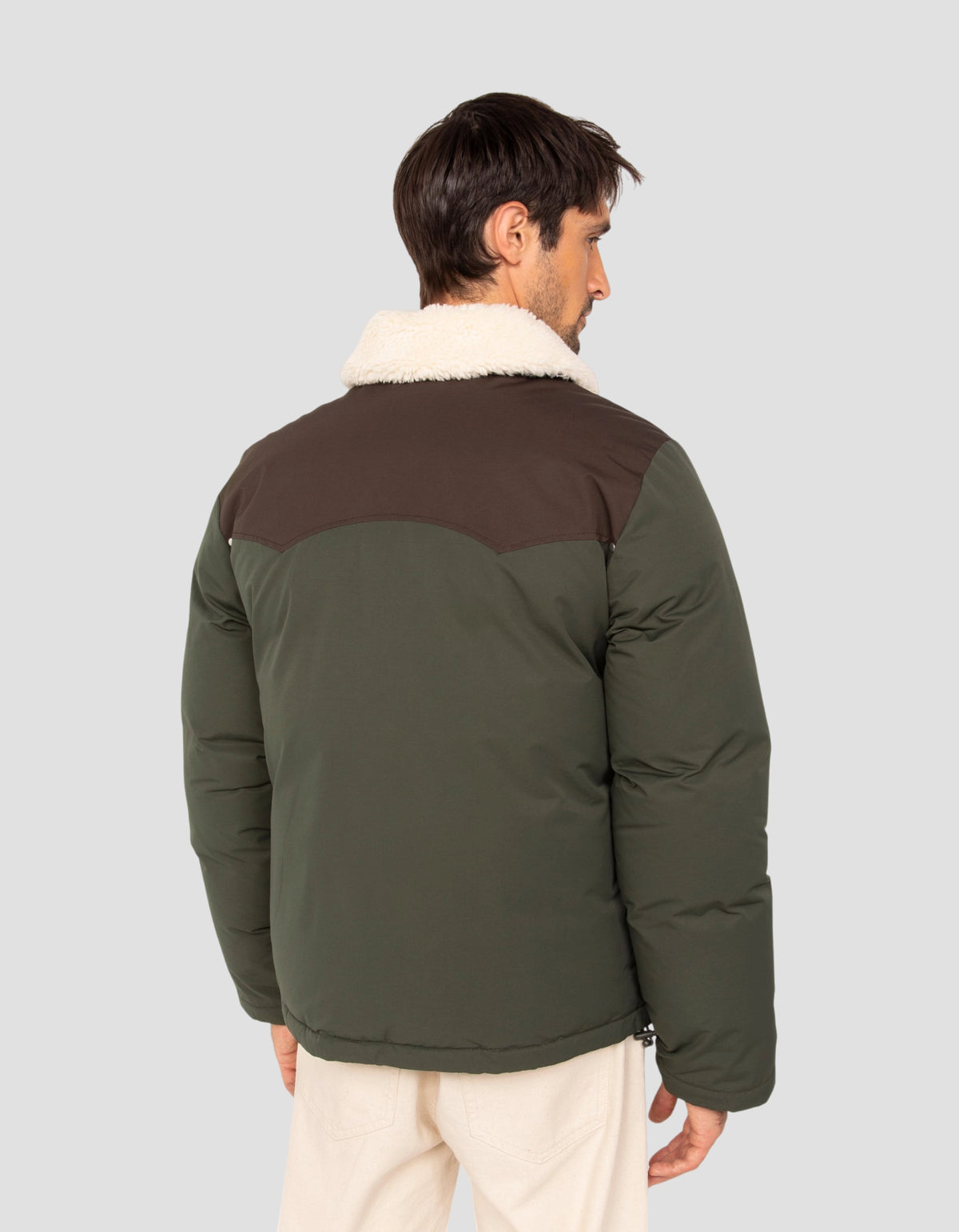 Blouson rancher bicolor vert foncé-6