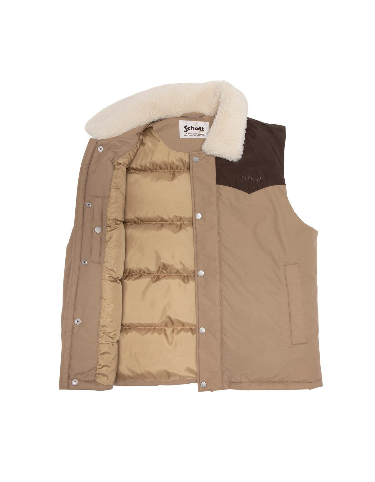 Blouson rancher bicolor beige sans manche-7