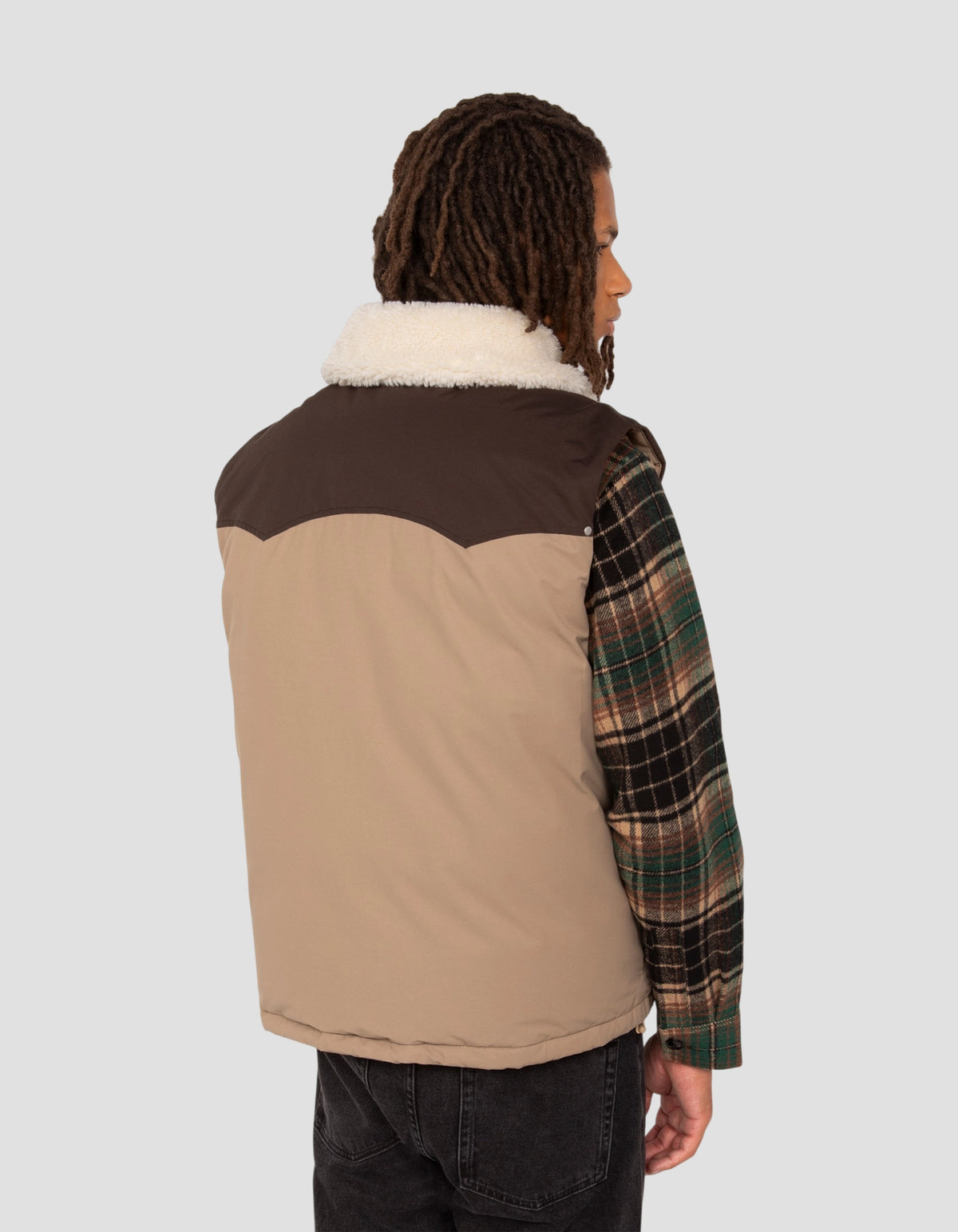 Blouson rancher bicolor beige sans manche