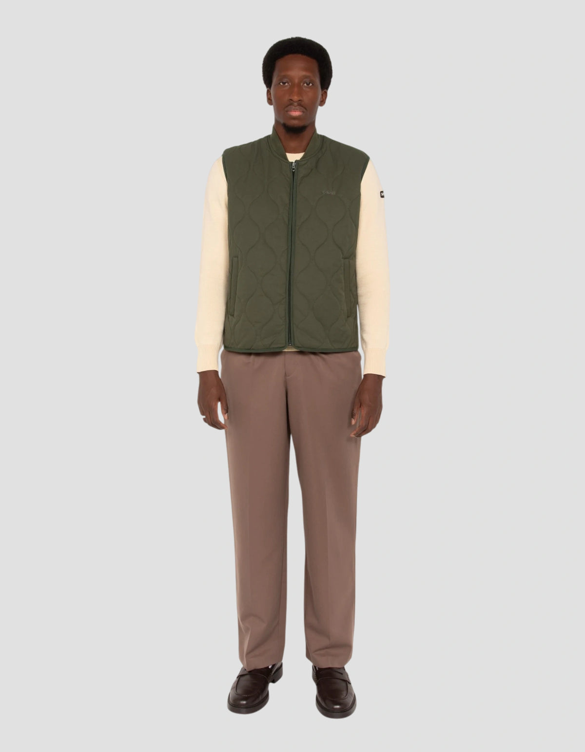 Blouson army quilté kaki foncé sans manche-1
