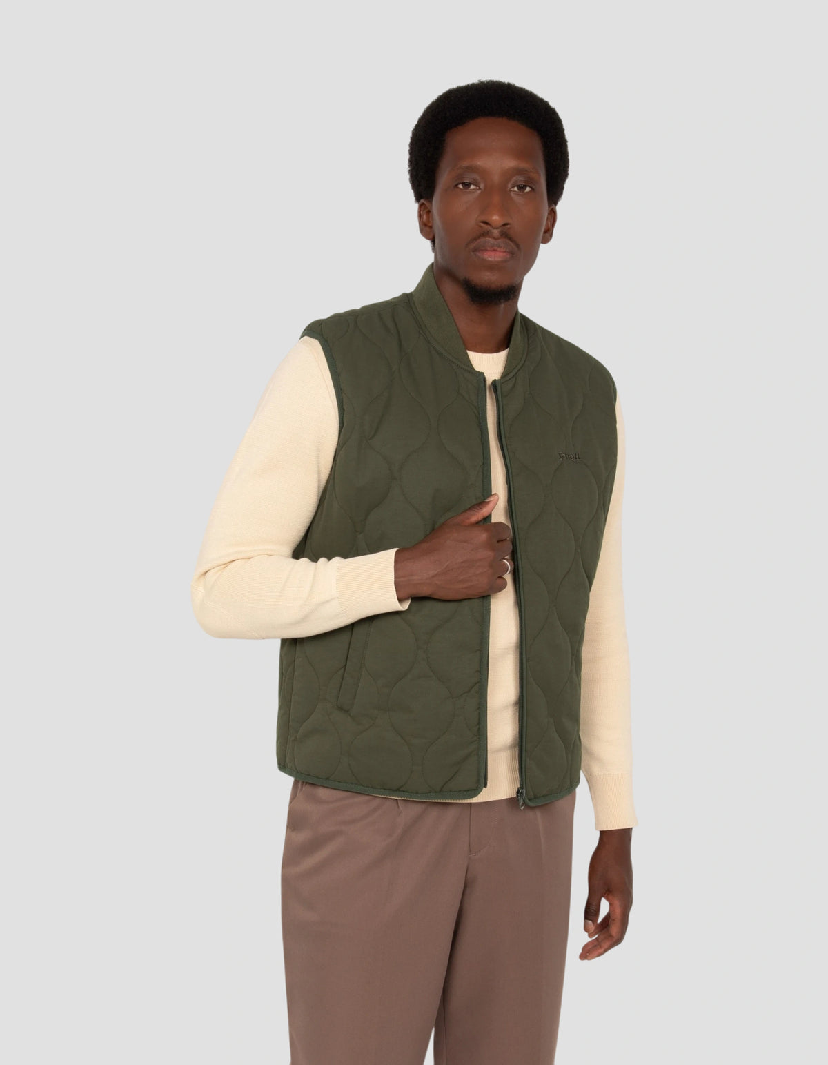 Blouson army quilté kaki foncé sans manche