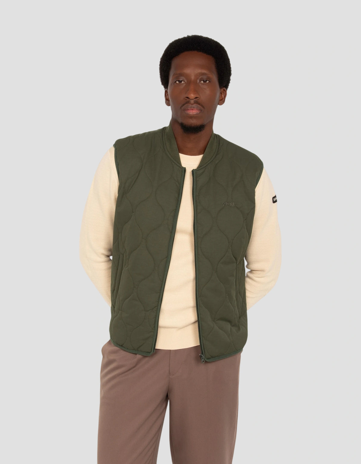 Blouson army quilté kaki foncé sans manche