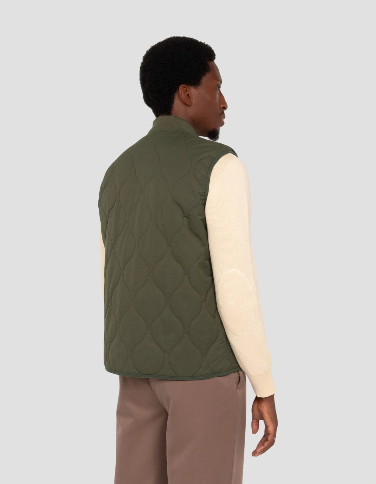 Blouson army quilté kaki foncé sans manche-6