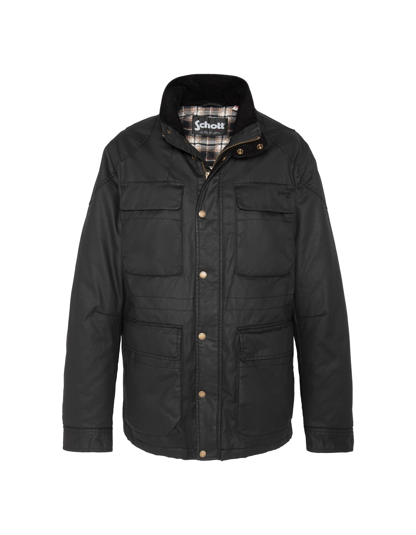 Veste motard noire en coton ciré