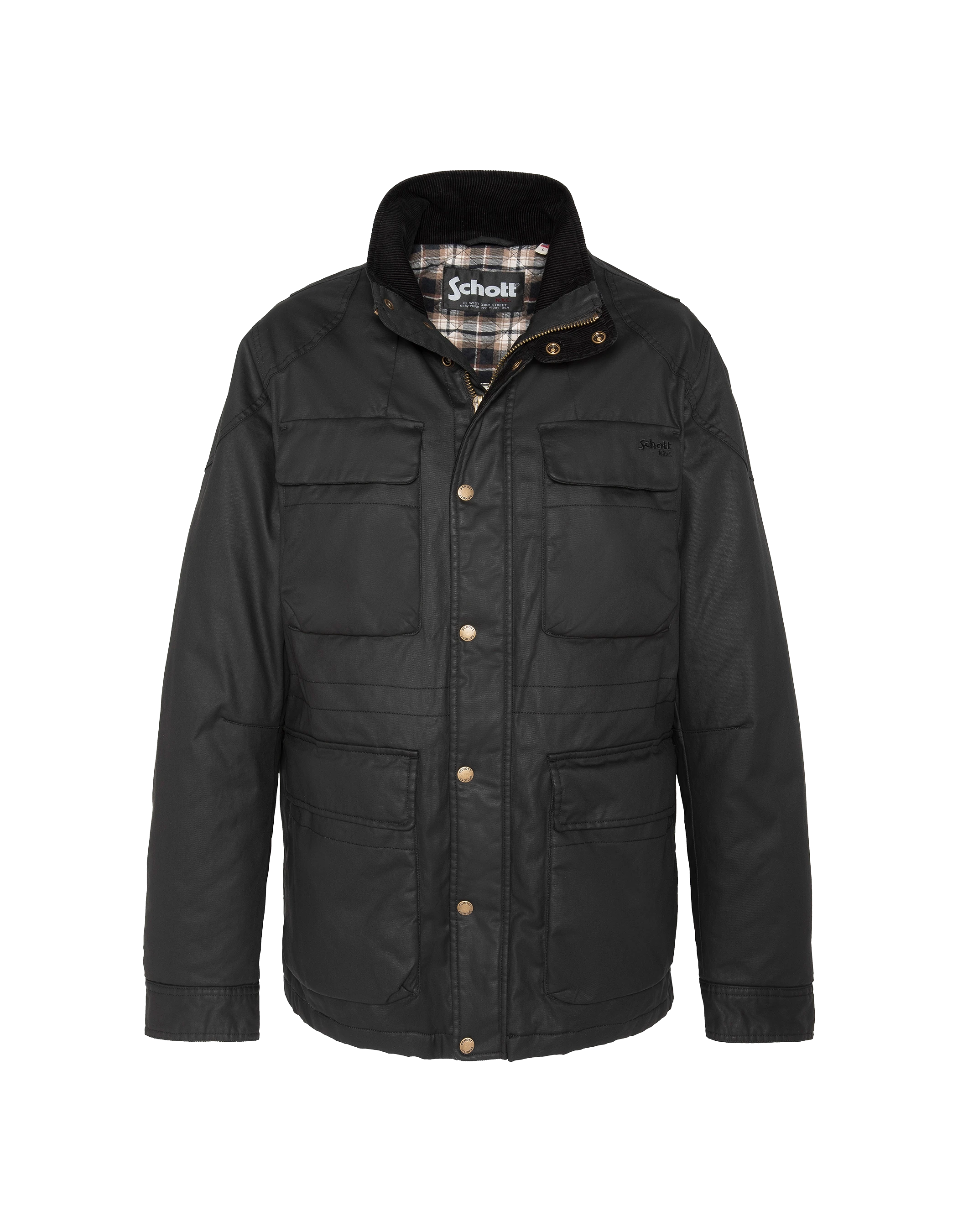 Veste motard noire en coton ciré-2