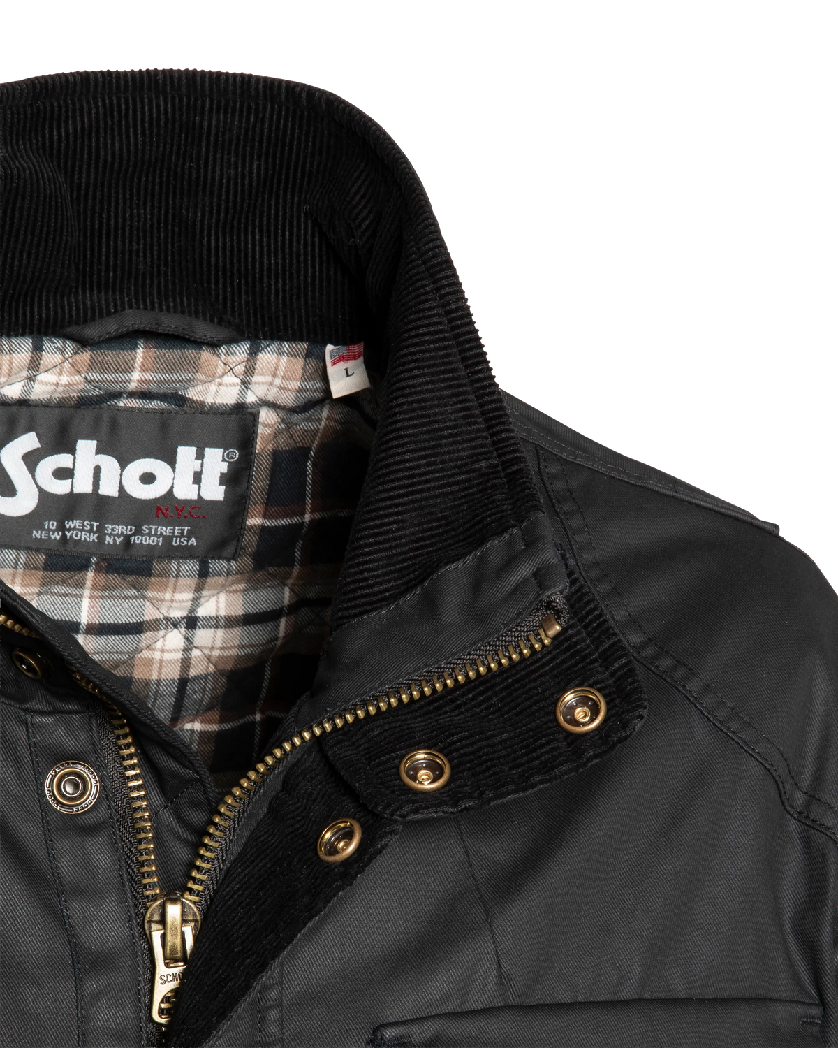 Veste motard noire en coton ciré