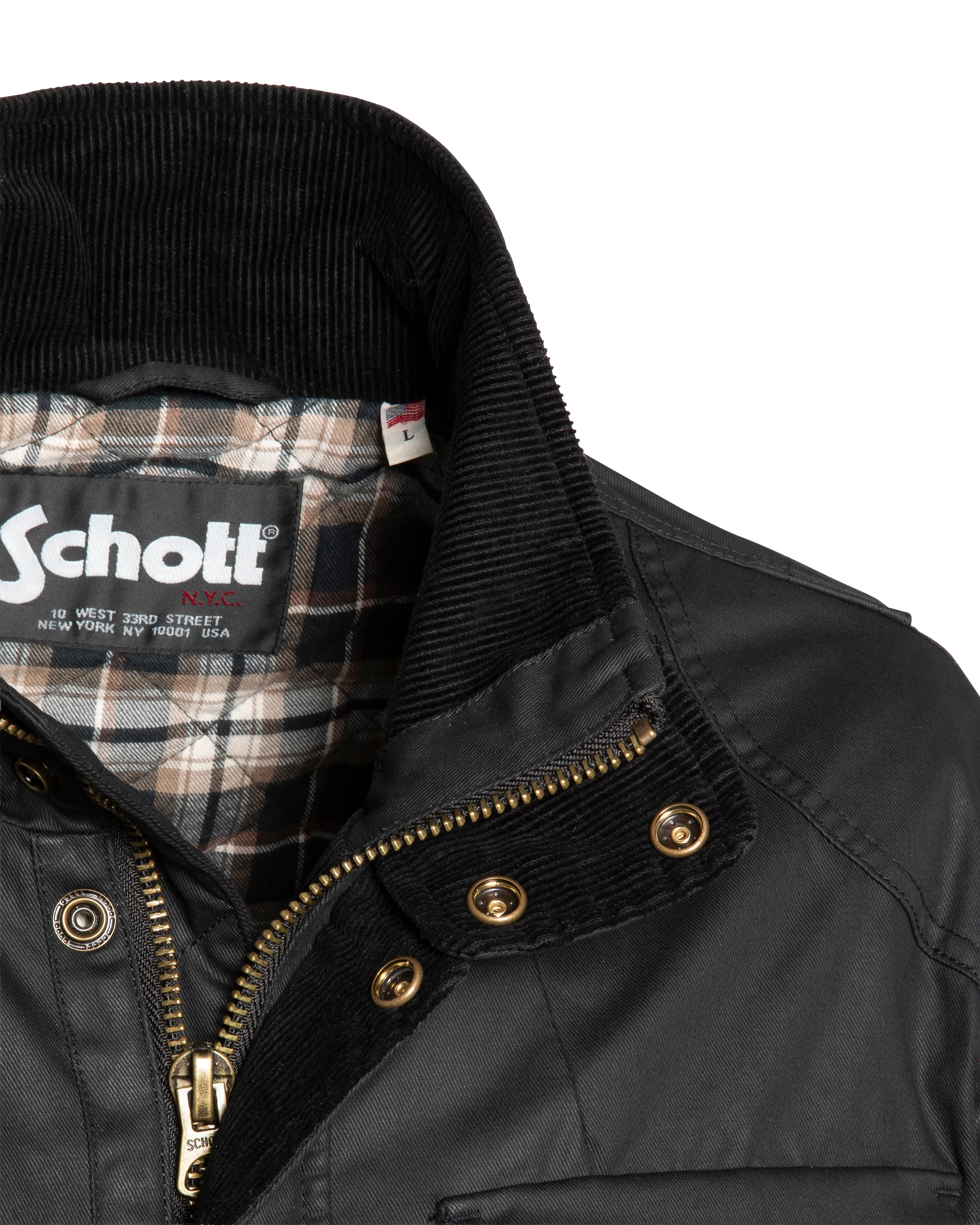 Veste motard noire en coton ciré-7