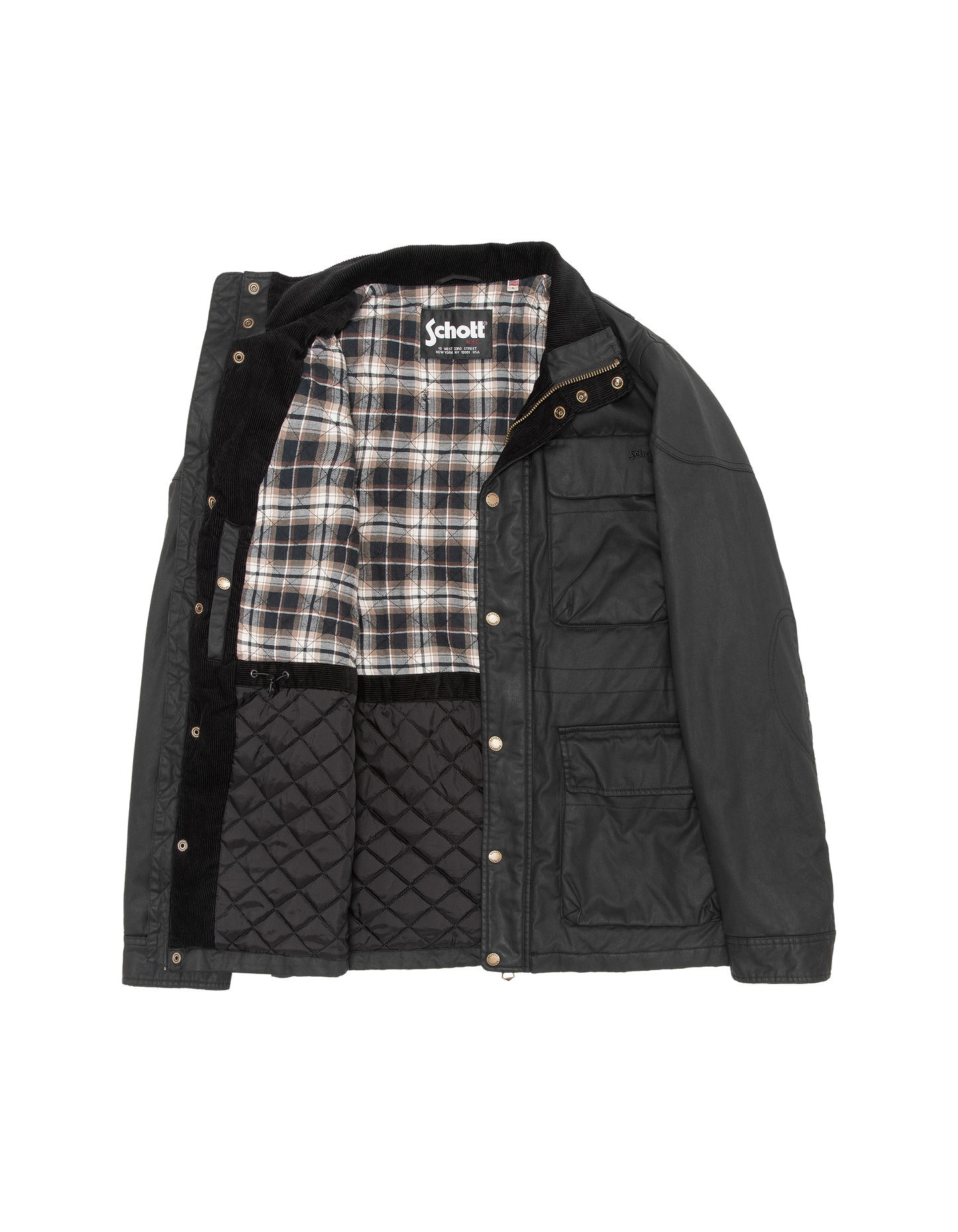 Veste motard noire en coton ciré