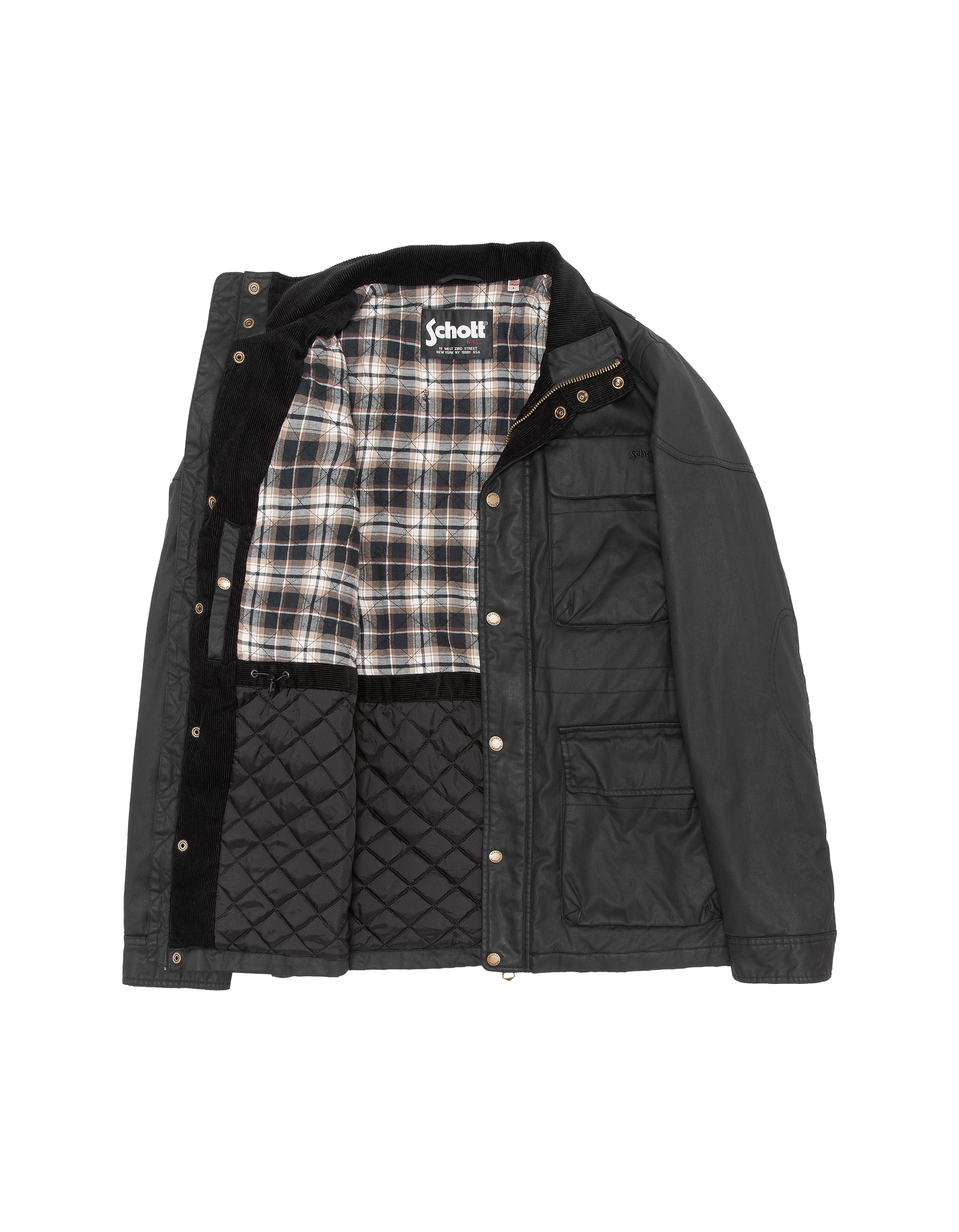 Veste motard noire en coton ciré-8
