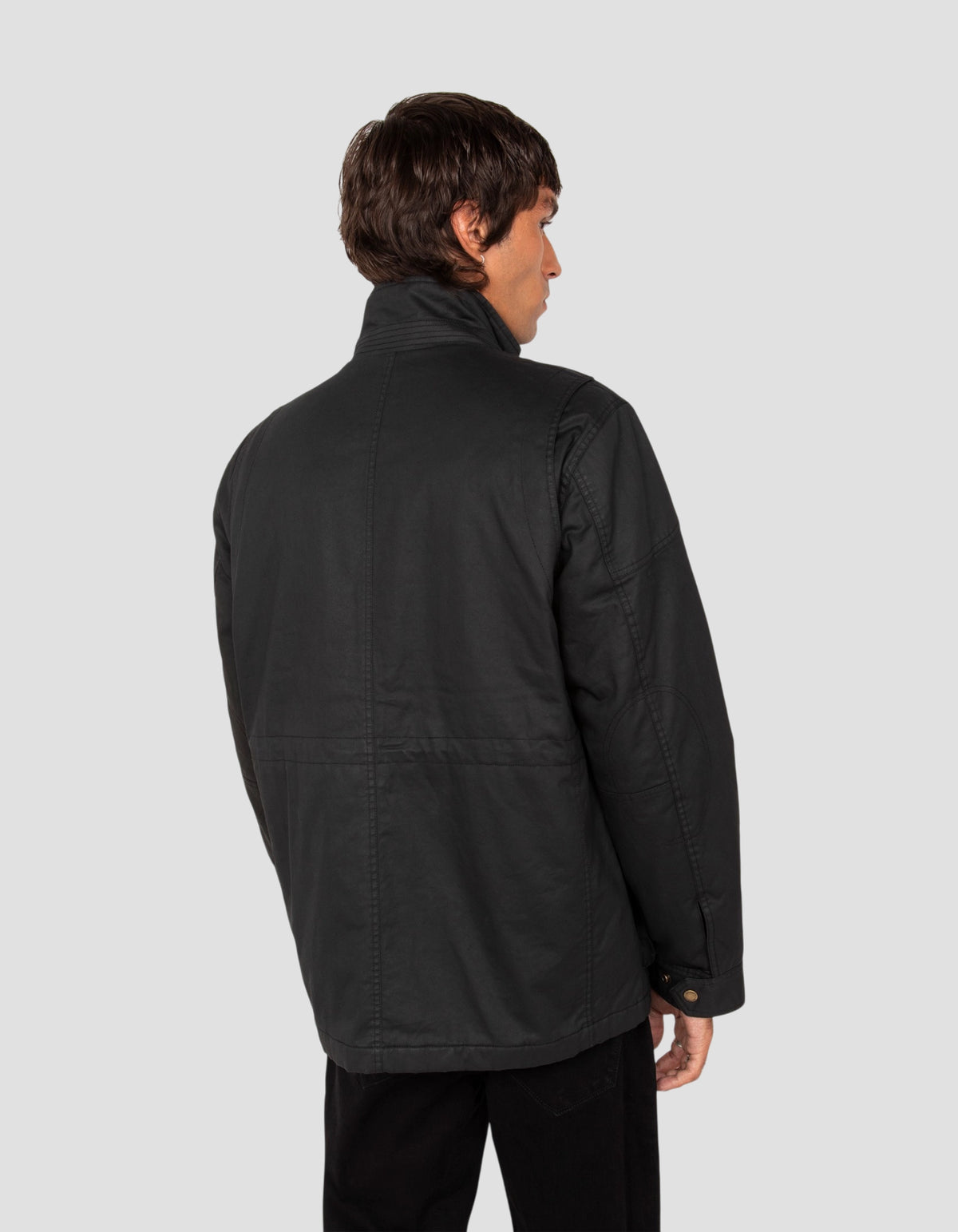 Veste motard noire en coton ciré-6