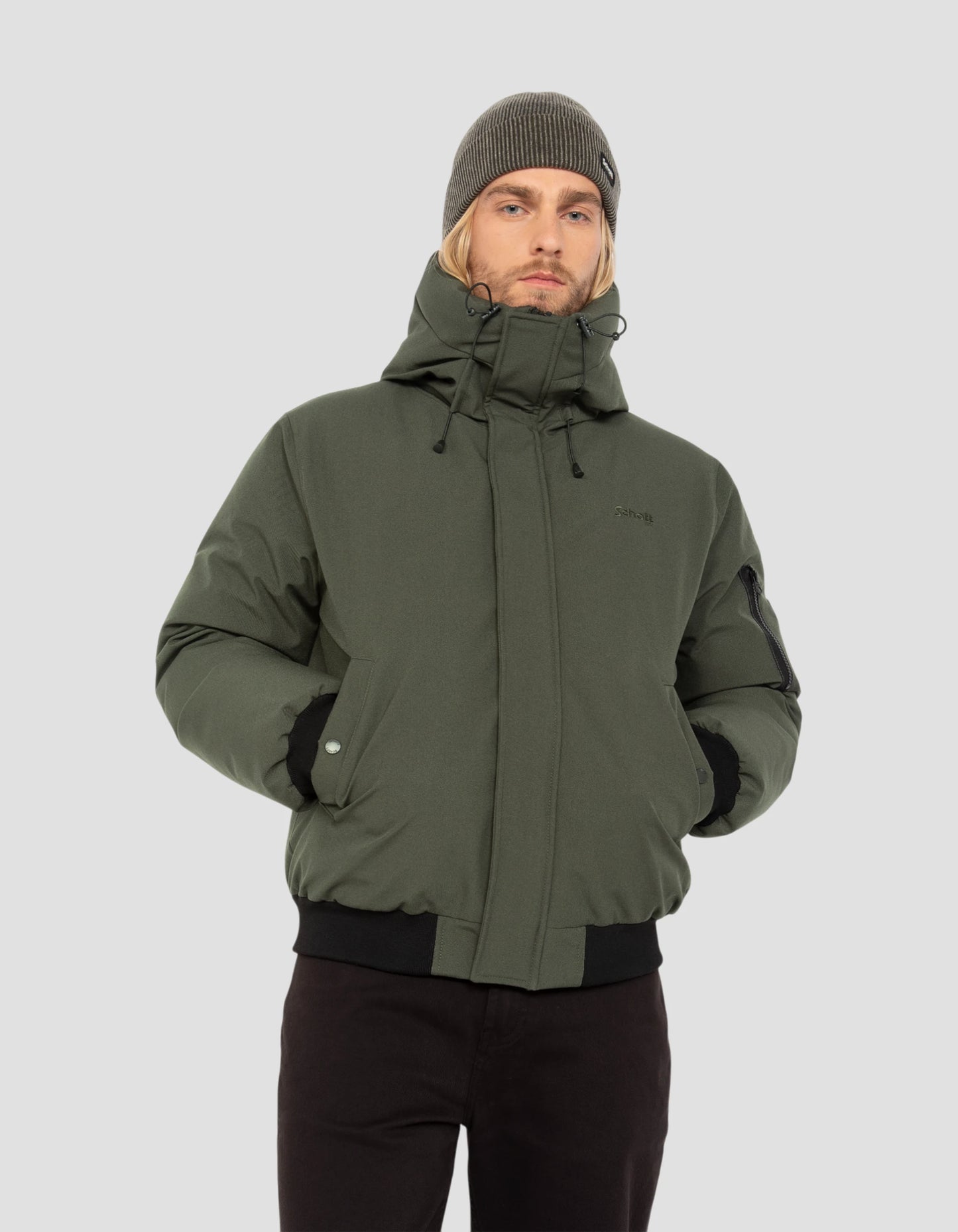 Giacca kaki con cappuccio