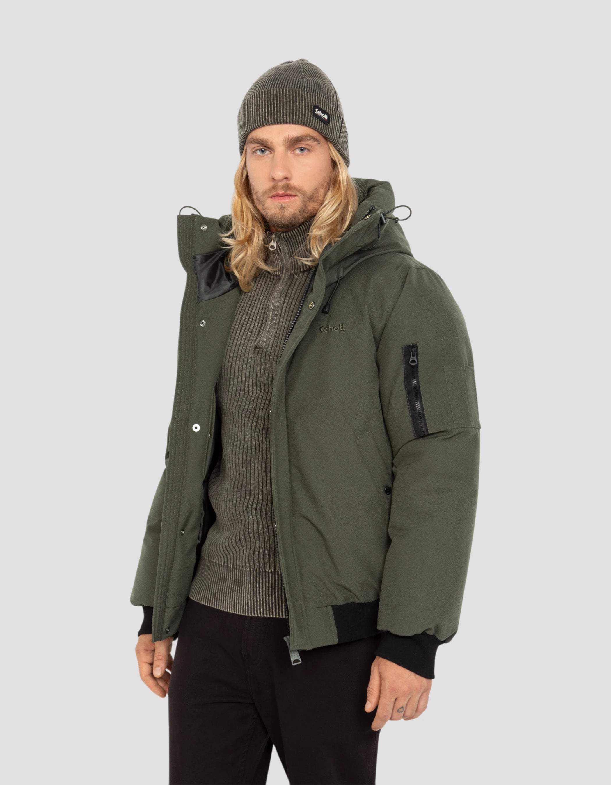 Giacca kaki con cappuccio-5