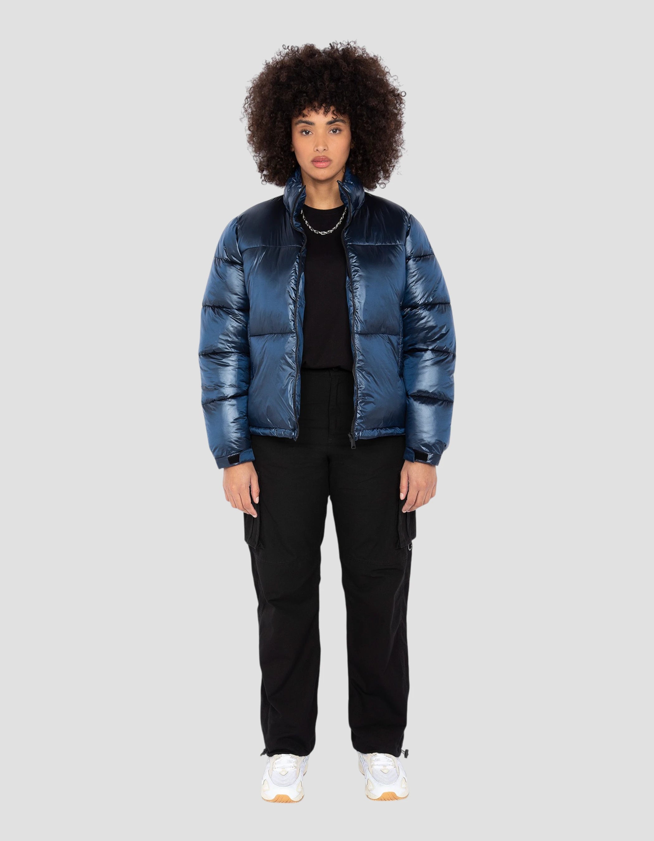 Doudoune shiny bleu océan-1