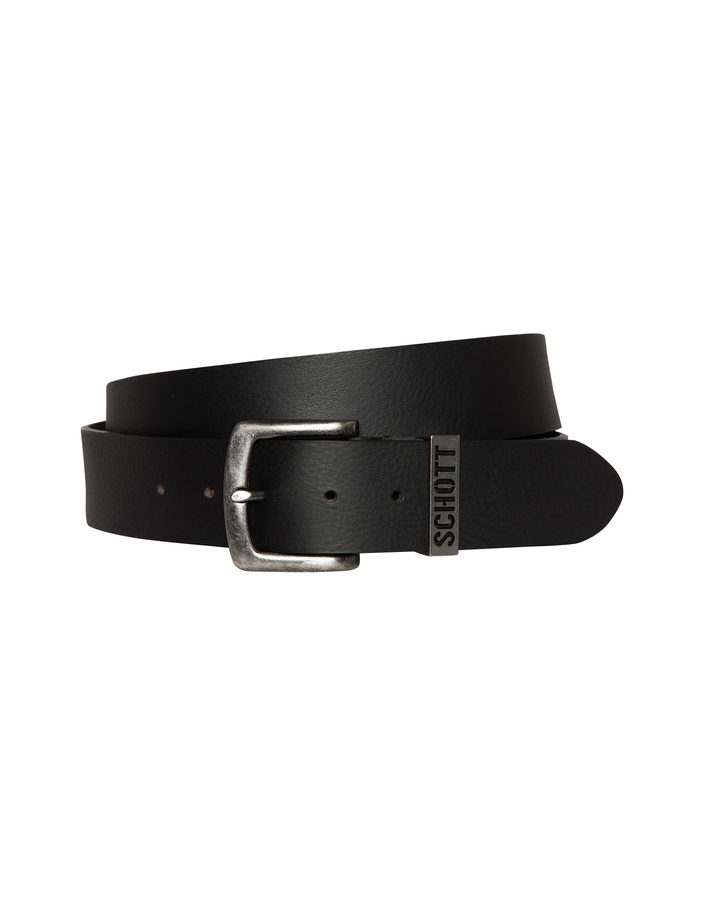 Vintage Schwarzgürtel mit perforierter Metallschnalle, Kuhspannenleder