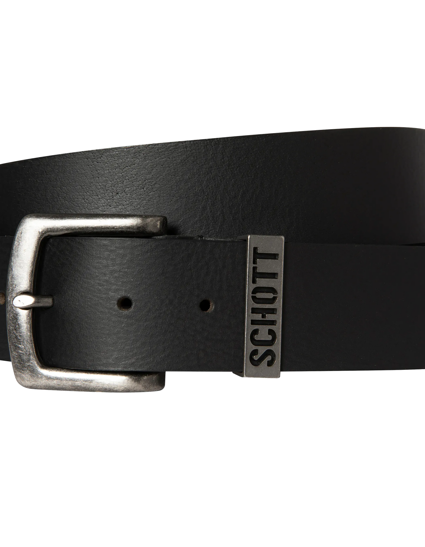 Vintage Schwarzgürtel mit perforierter Metallschnalle, Kuhspannenleder