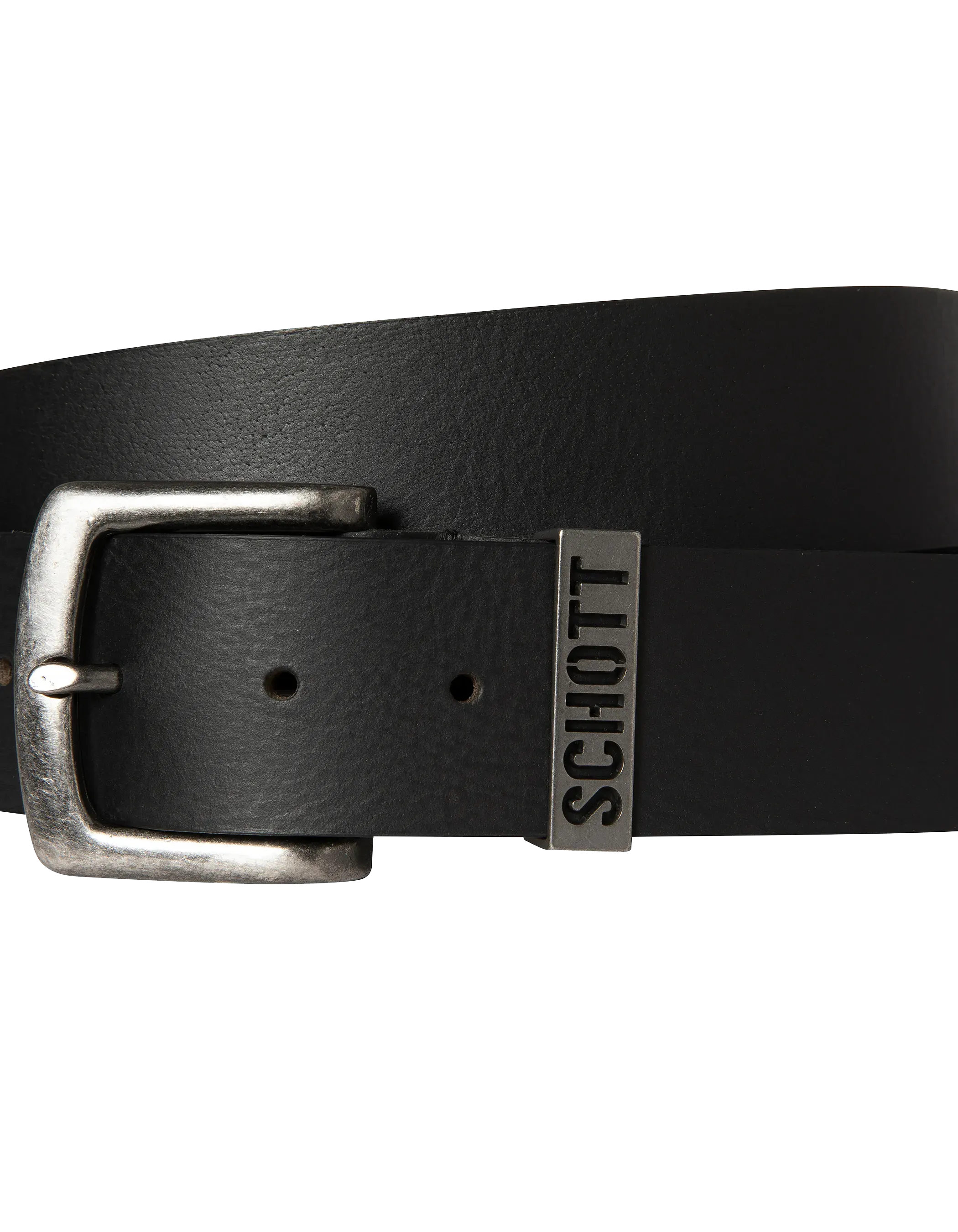 Vintage Schwarzgürtel mit perforierter Metallschnalle, Kuhspannenleder-2