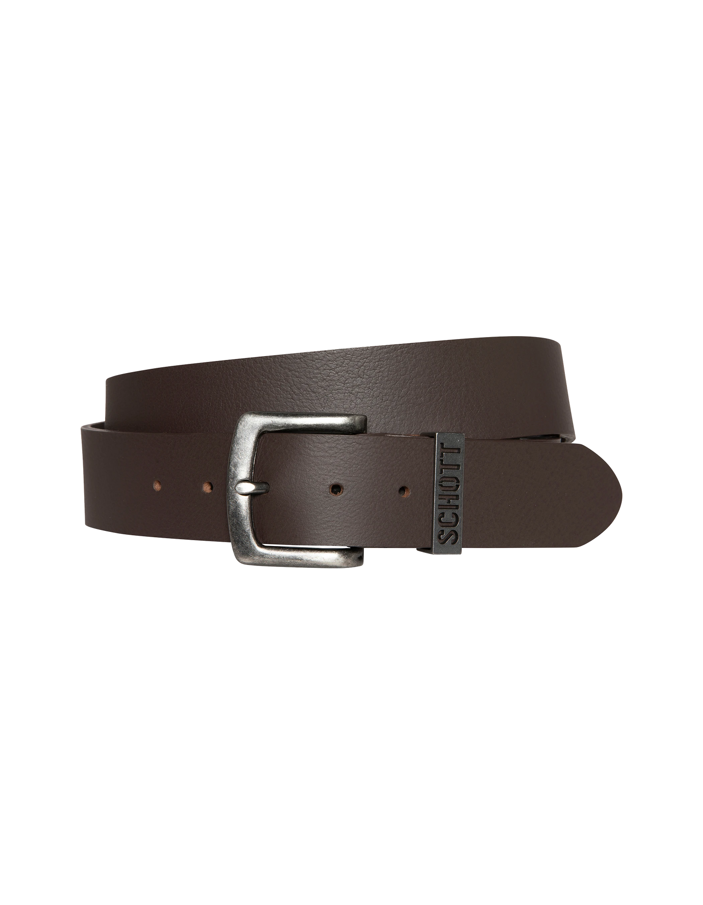 Vintage brauner Gürtel mit perforierter Metallschnalle, Kuhspannenleder