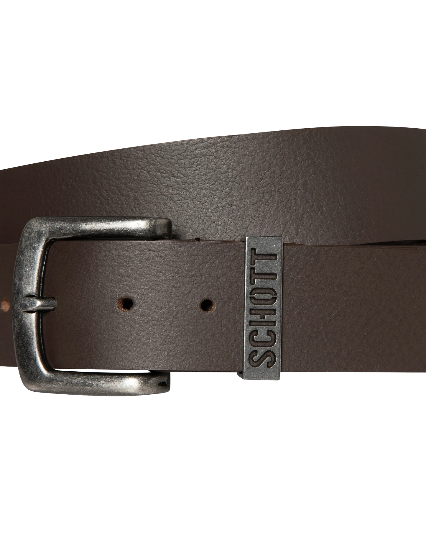 Vintage brauner Gürtel mit perforierter Metallschnalle, Kuhspannenleder