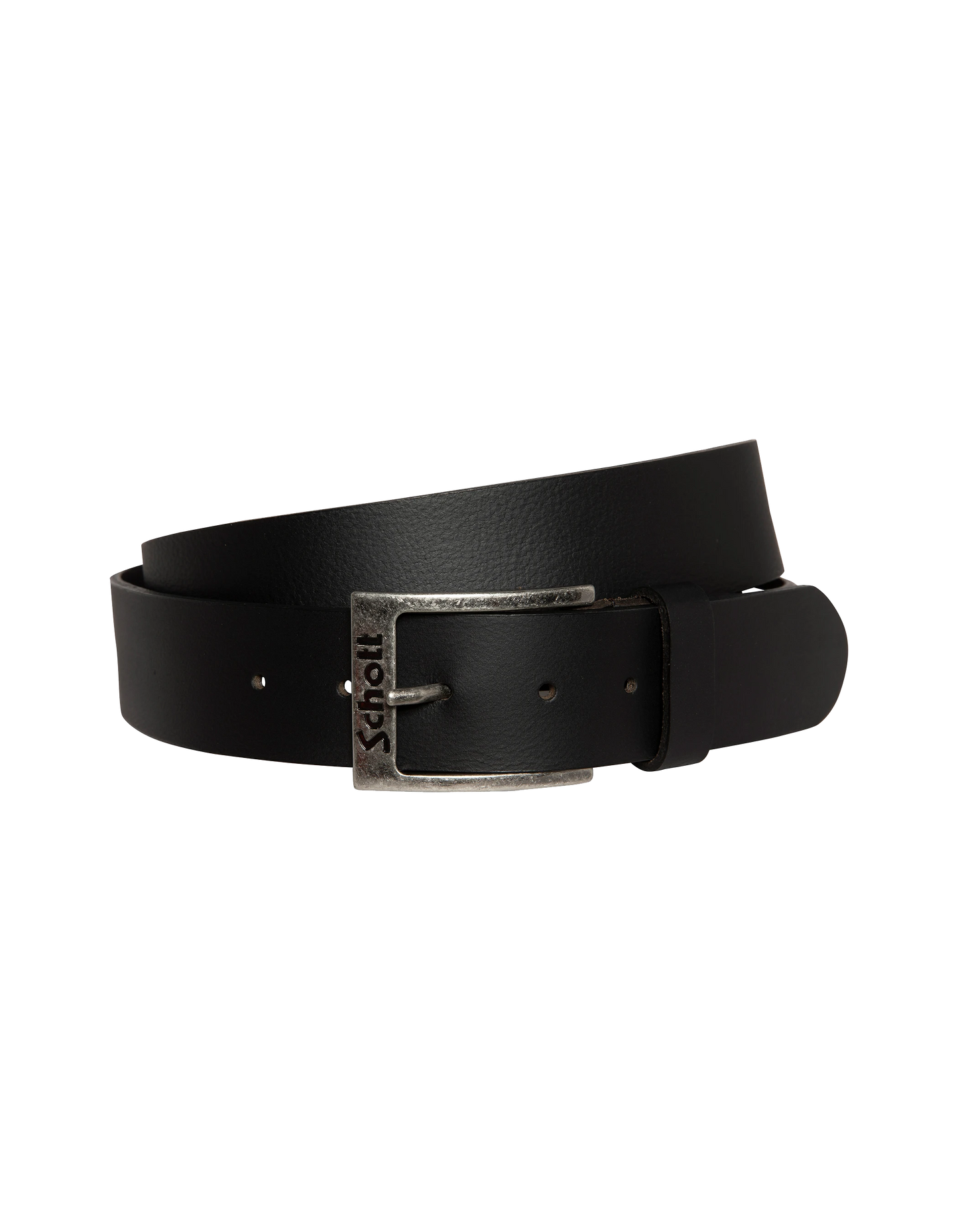 Schwarzer Gürtel mit gravierter Schleife, Büffelleder