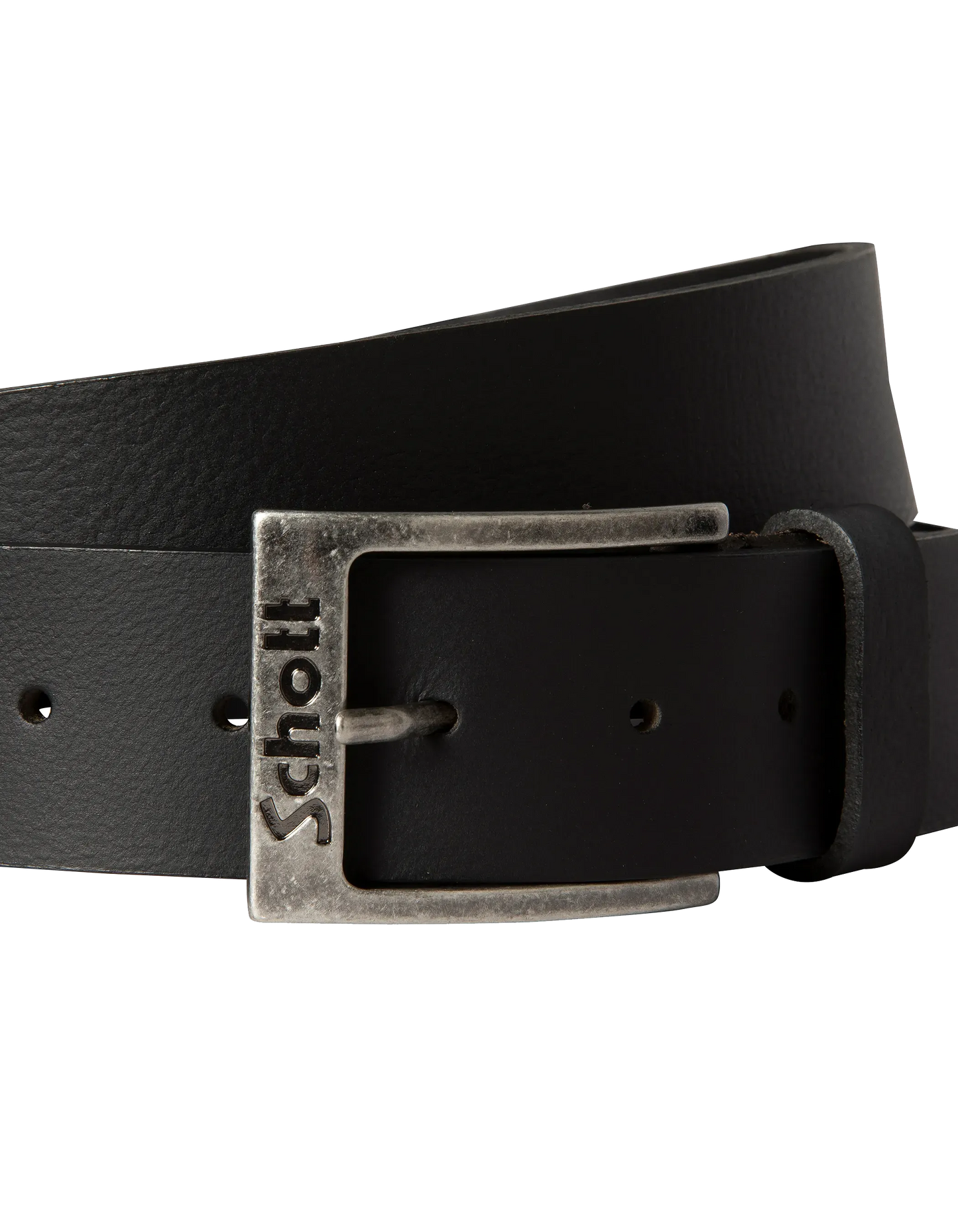 Schwarzer Gürtel mit gravierter Schleife, Büffelleder