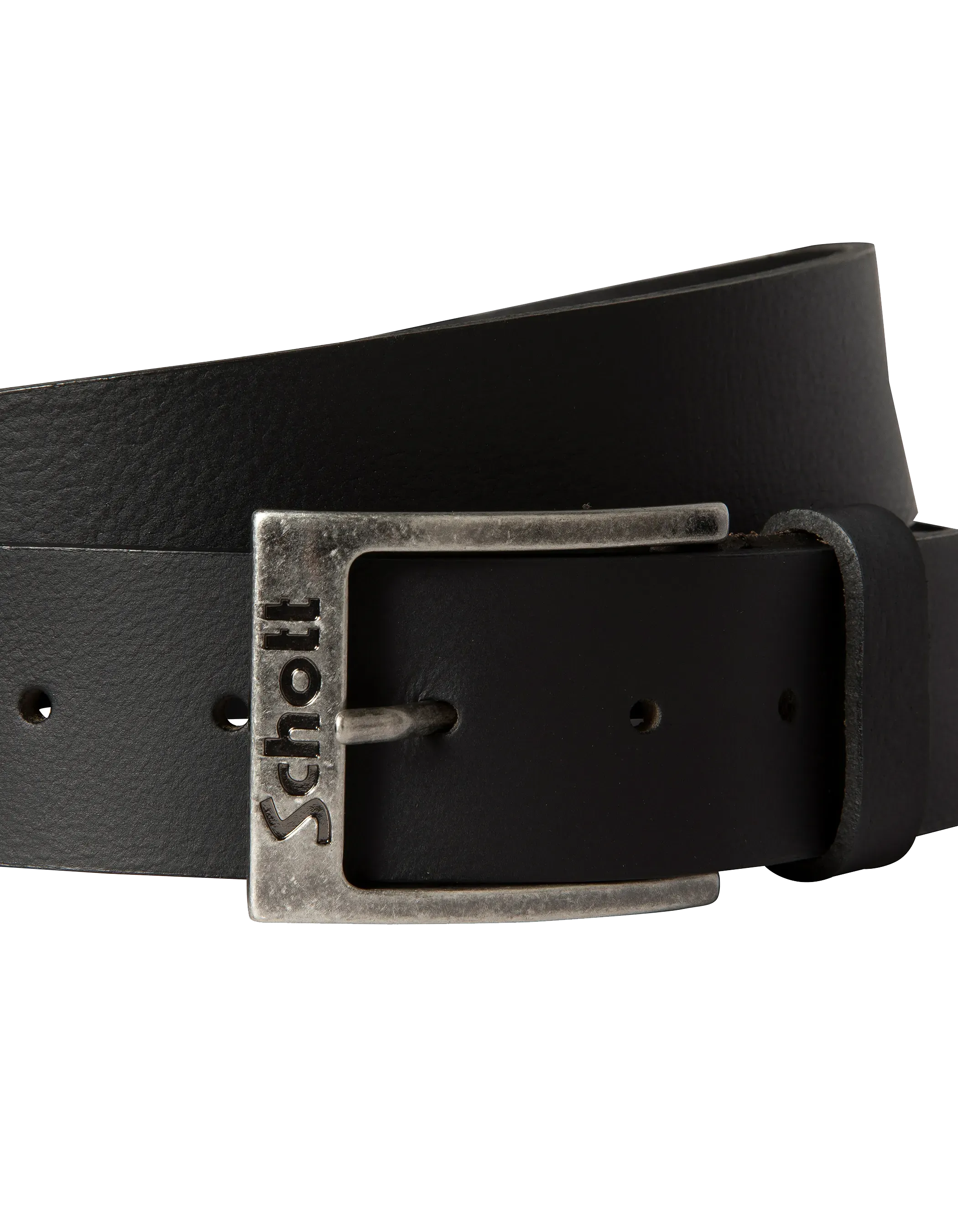Schwarzer Gürtel mit gravierter Schleife, Büffelleder-2