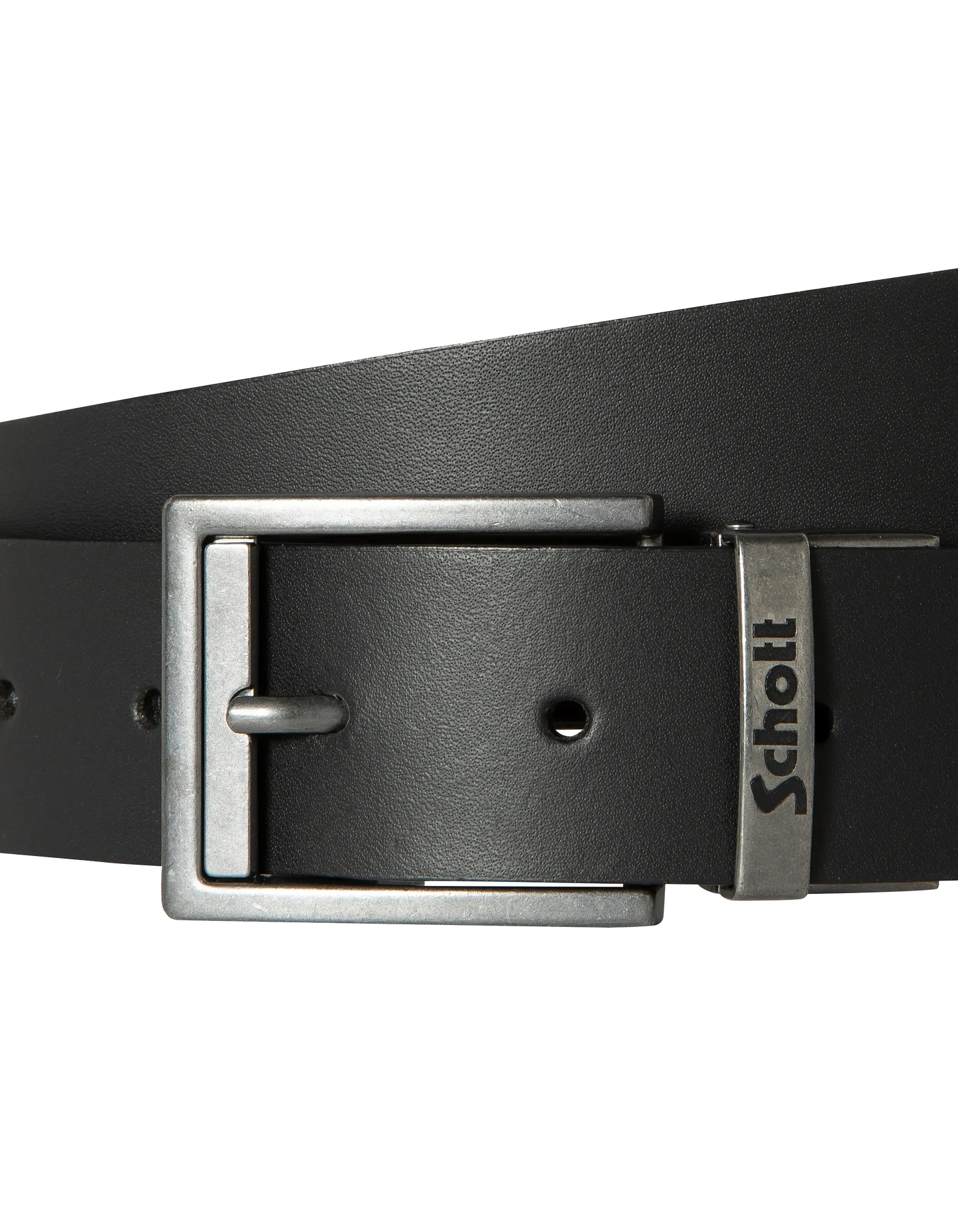 Cinturón negro y marrón reversible en la corteza de cuero de vaca