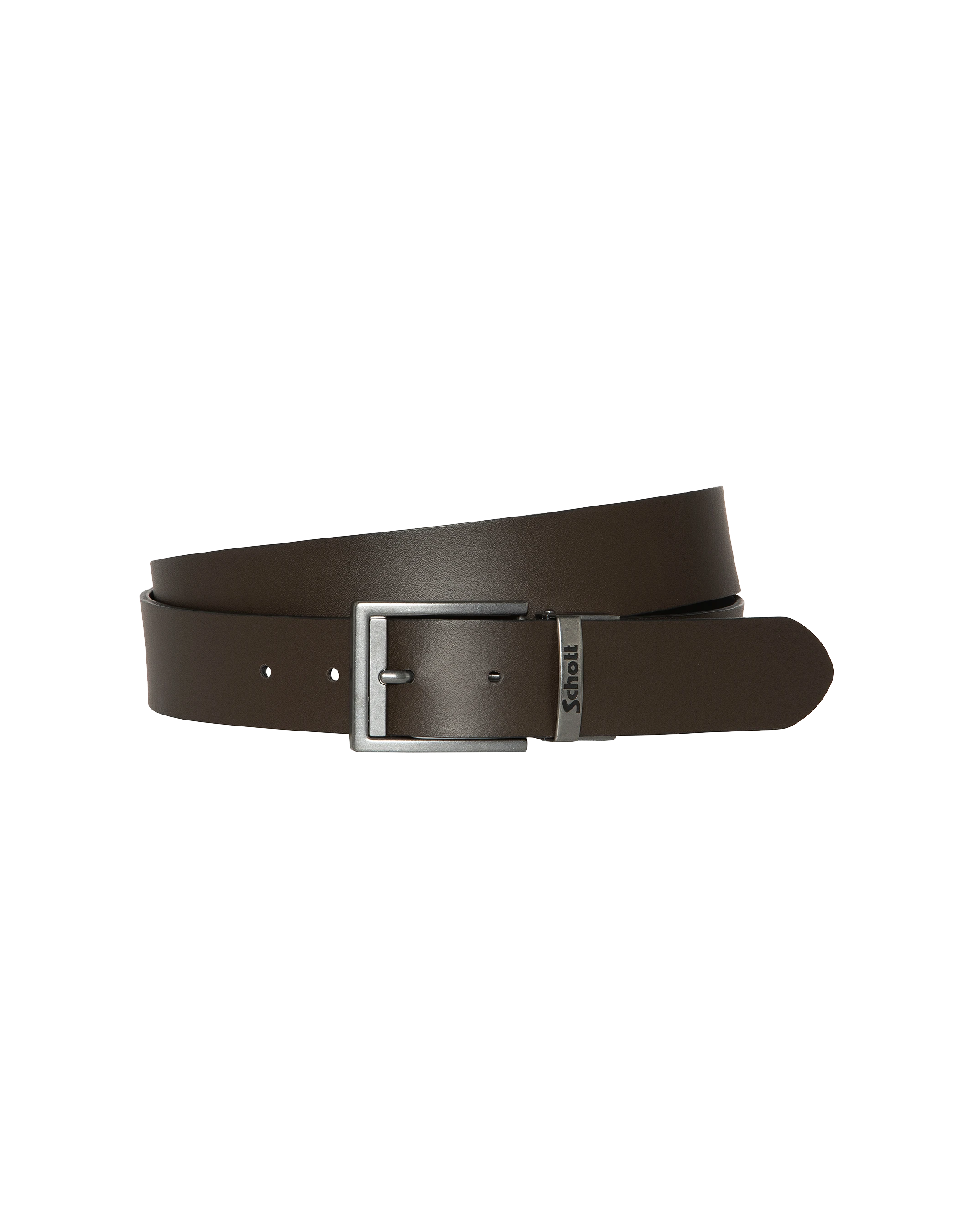 Cinturón negro y marrón reversible en la corteza de cuero de vaca-7