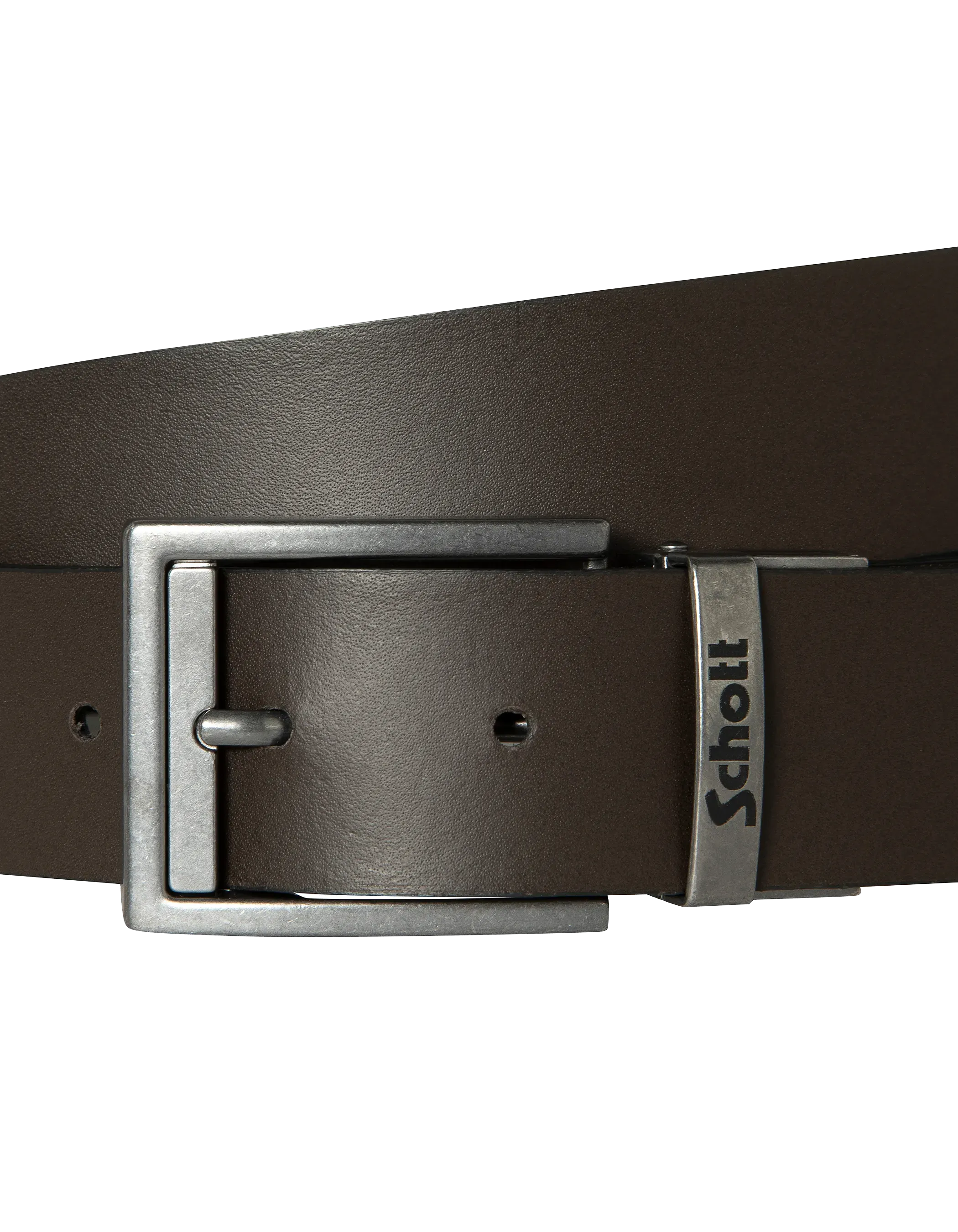 Cinturón negro y marrón reversible en la corteza de cuero de vaca-8