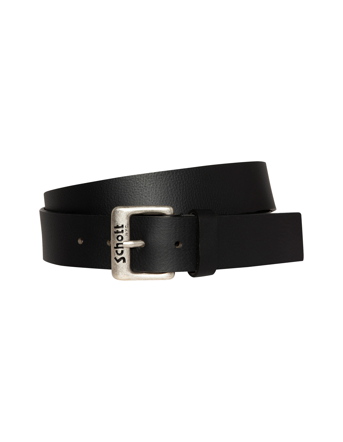 Cinturón negro con bucle grabado Schott NYC®, cuero de búfalo