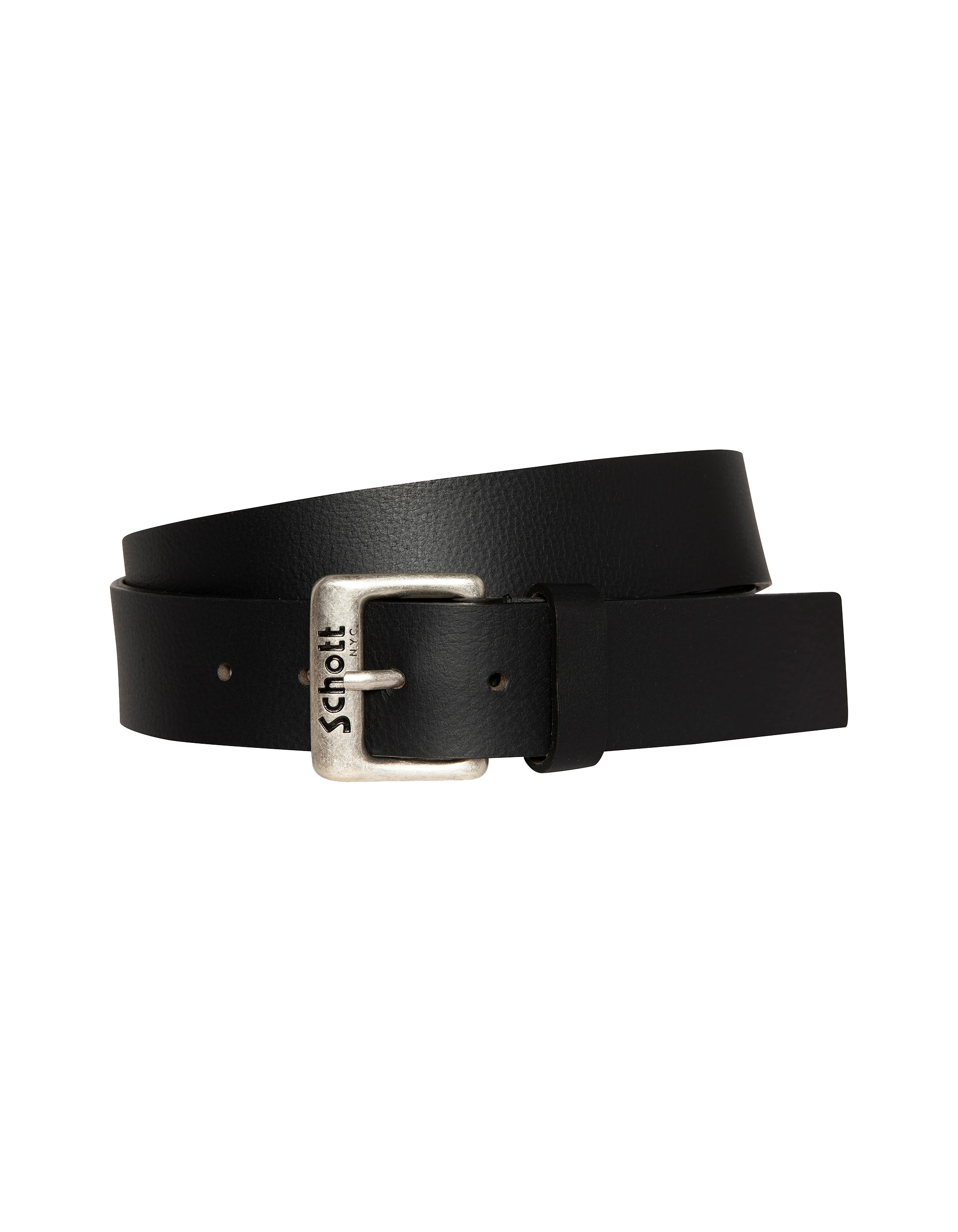 Cinturón negro con bucle grabado Schott NYC®, cuero de búfalo-2