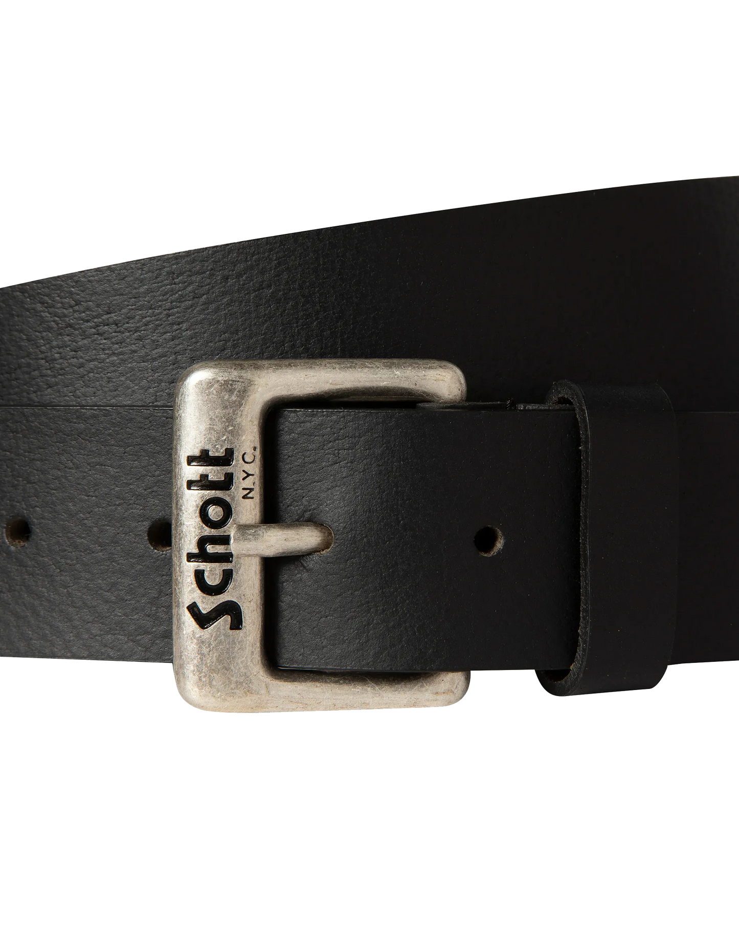 Cinturón negro con bucle grabado Schott NYC®, cuero de búfalo