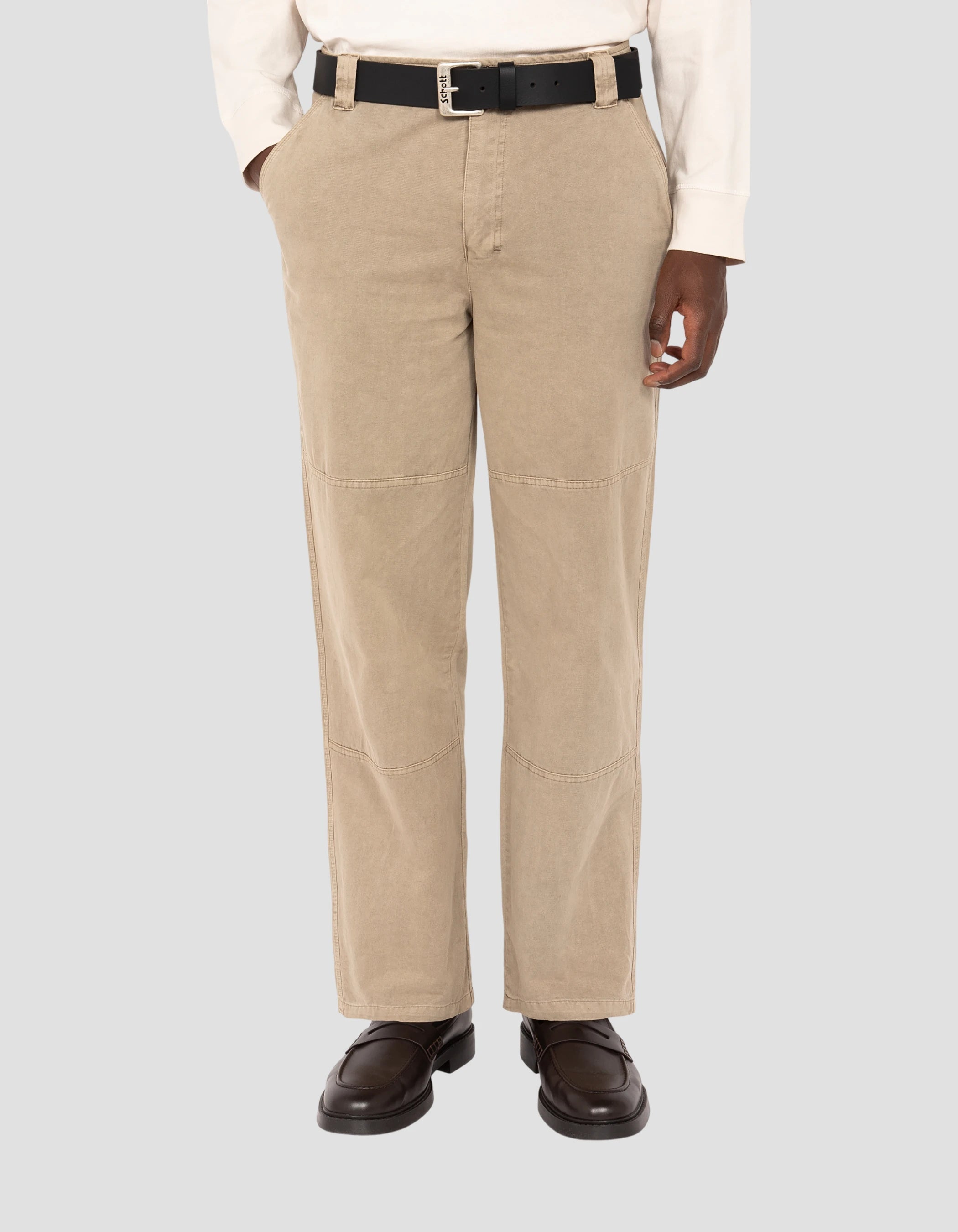 Cinturón negro con bucle grabado Schott NYC®, cuero de búfalo-1