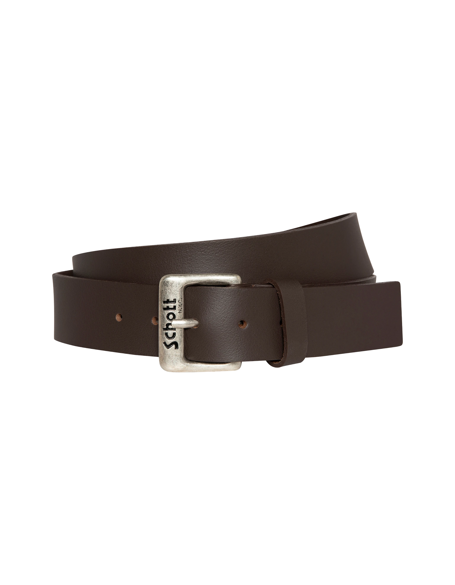 Ceinture marron avec boucle gravée Schott NYC®, cuir de buffle