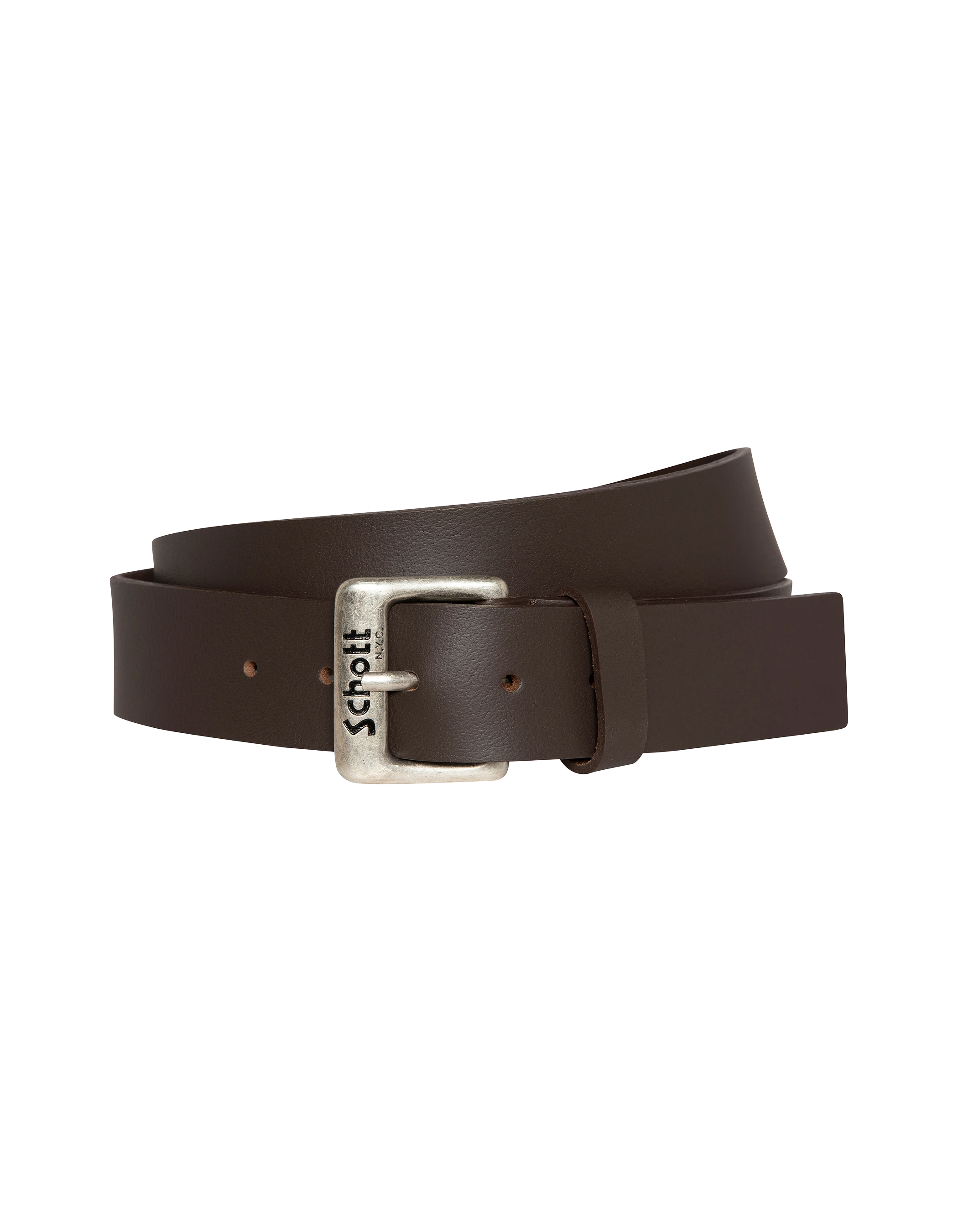 Ceinture marron avec boucle gravée Schott NYC®, cuir de buffle-1
