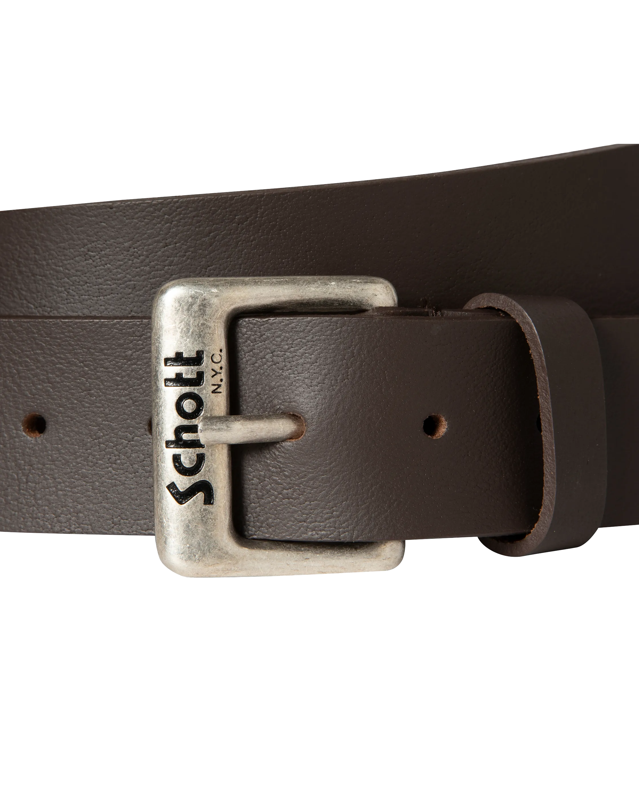Ceinture marron avec boucle gravée Schott NYC®, cuir de buffle-2