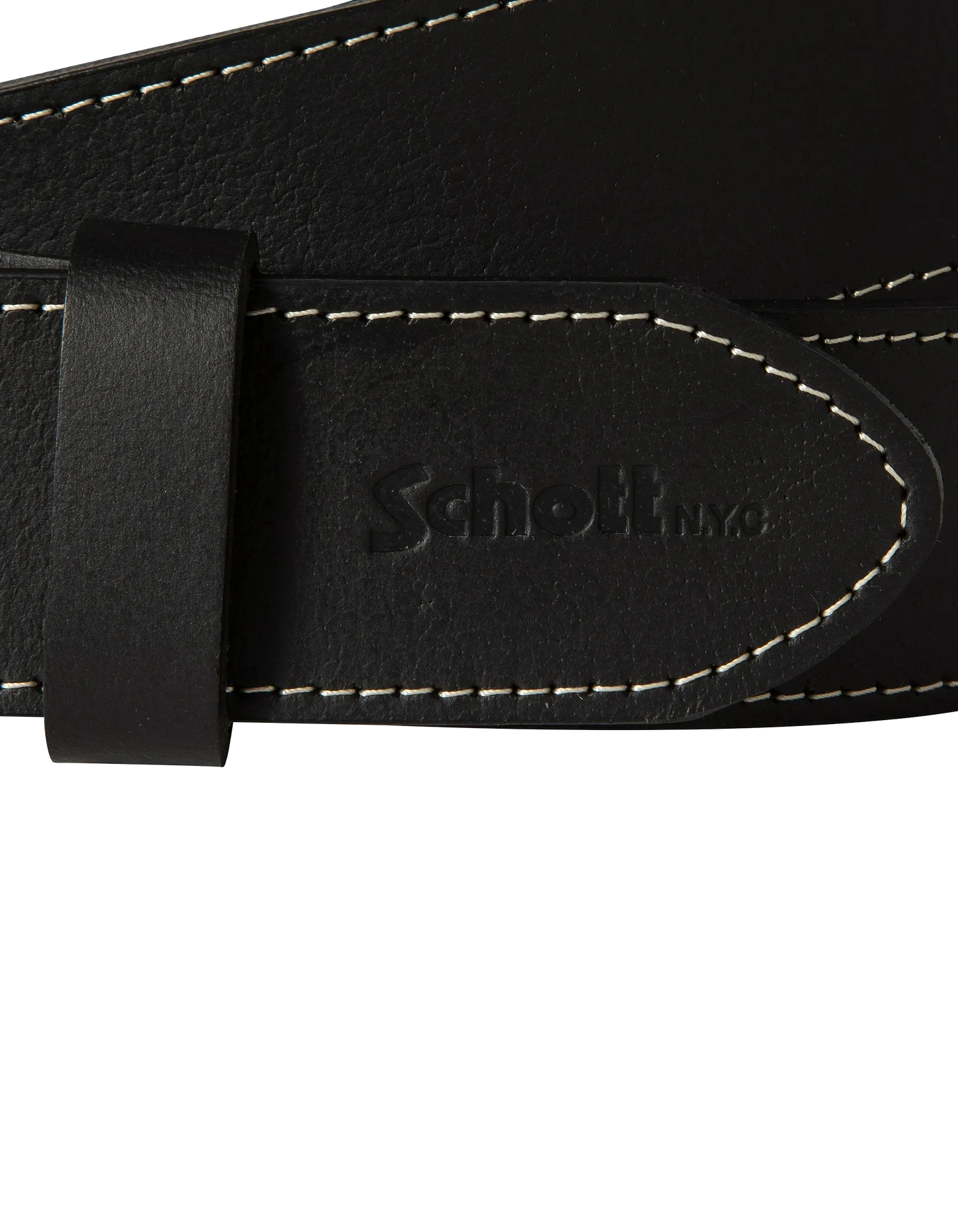 Schwarzer Gürtel mit kontrastierender Naht, Büffelleder