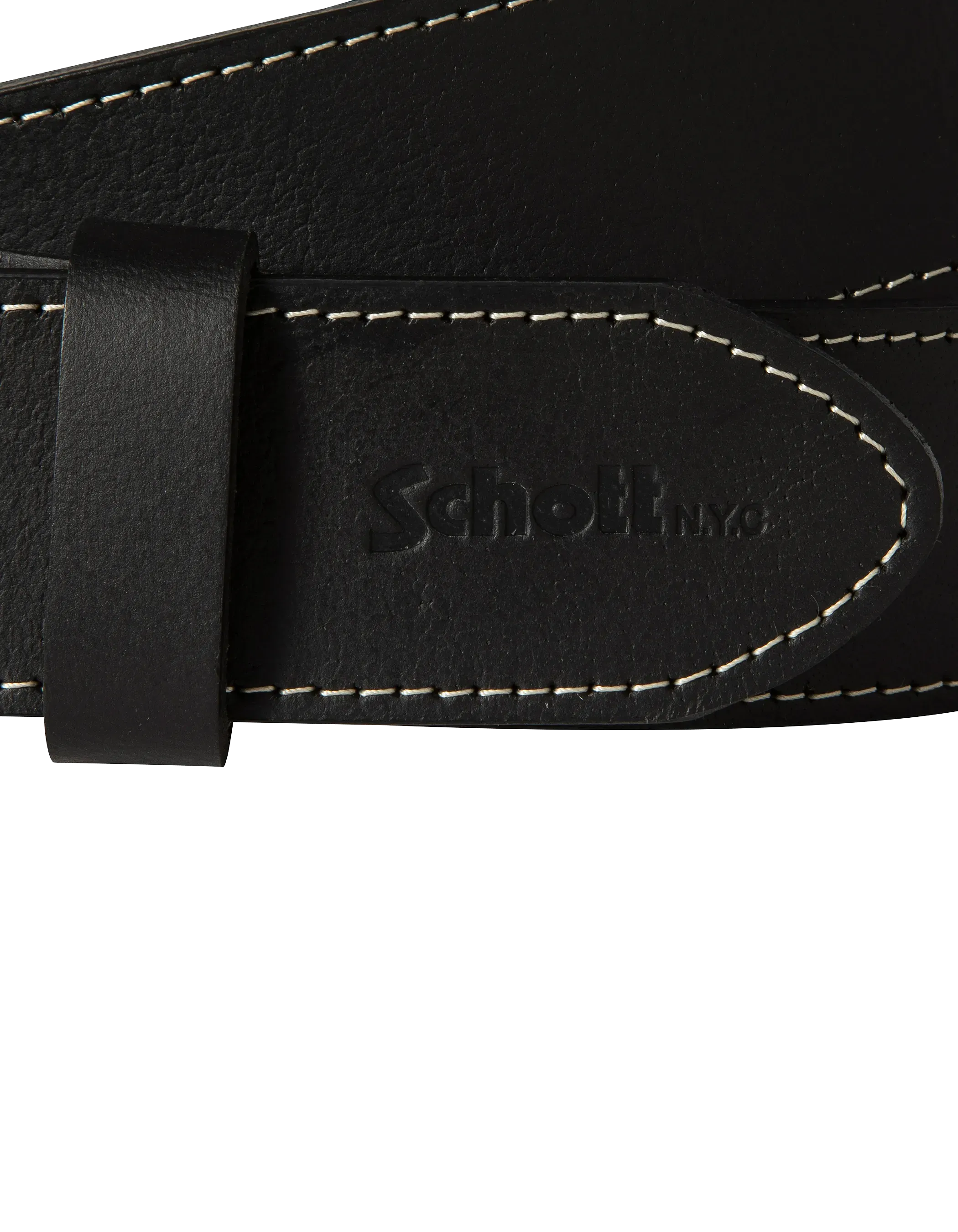 Schwarzer Gürtel mit kontrastierender Naht, Büffelleder-5