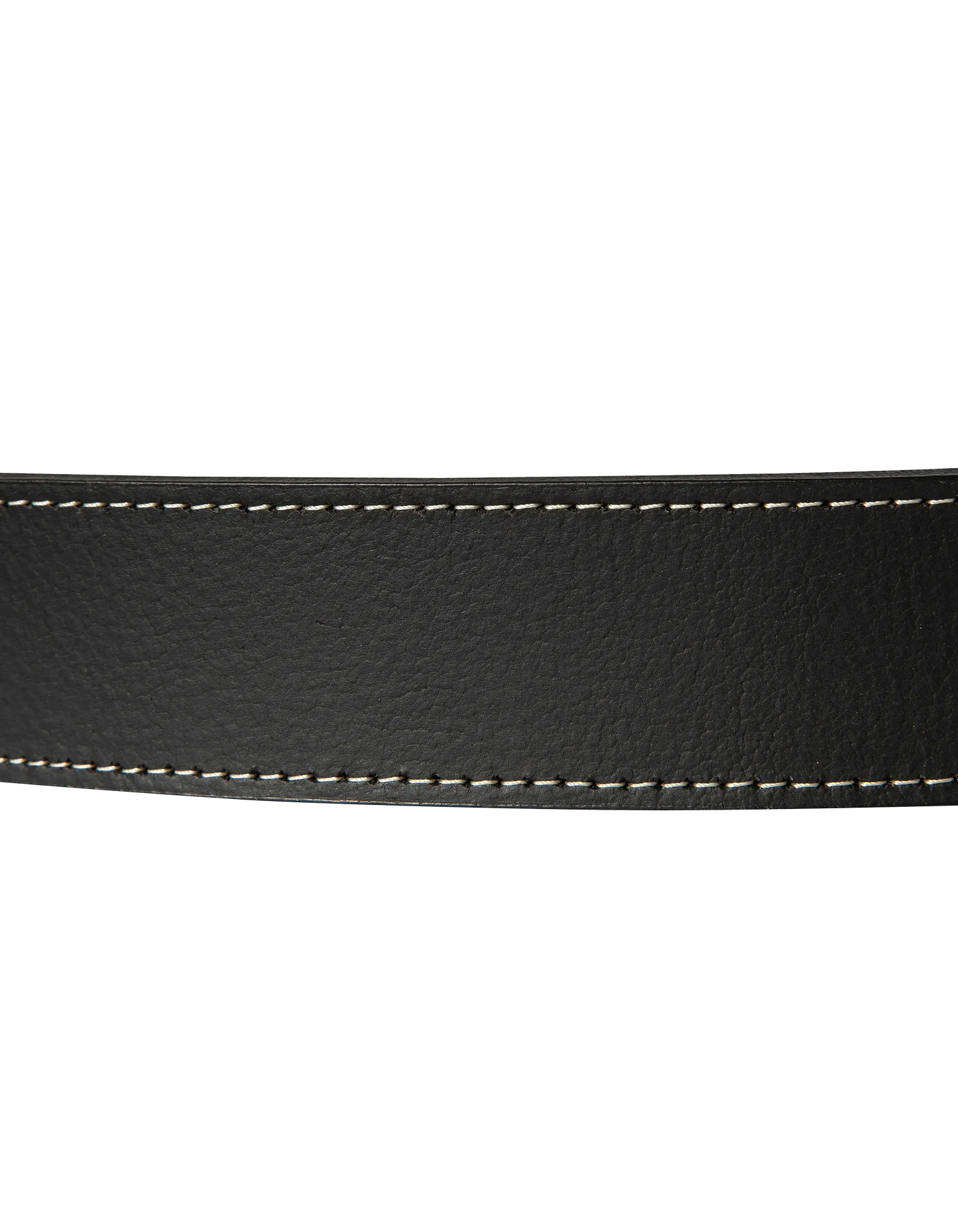 Schwarzer Gürtel mit kontrastierender Naht, Büffelleder