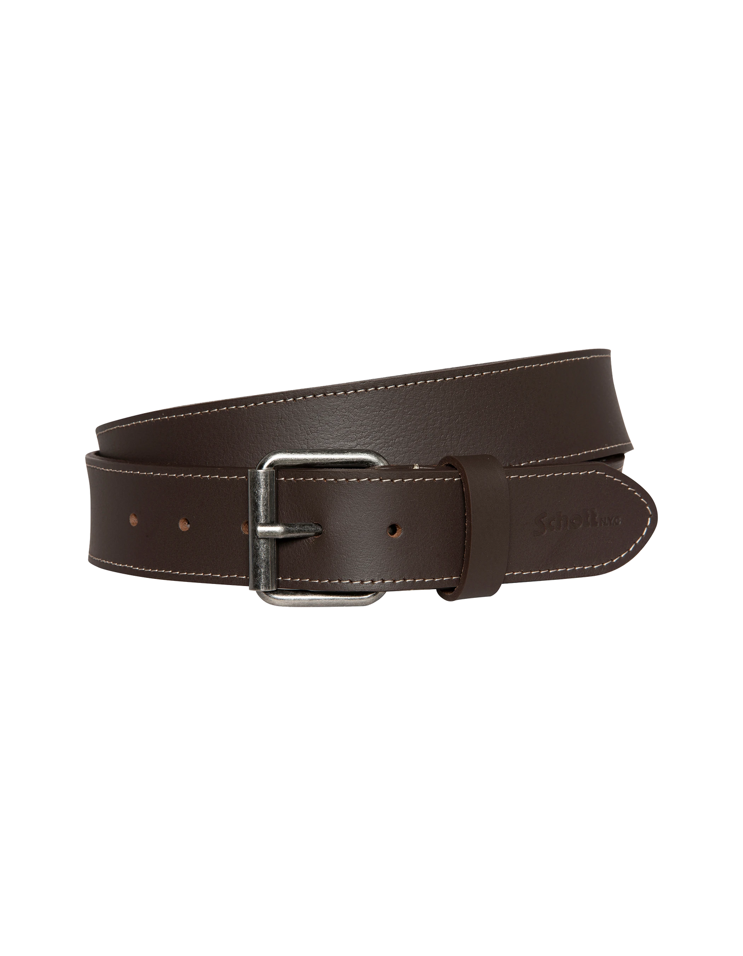 Cintura marrone con cucitura contrastata, pelle di bufalo