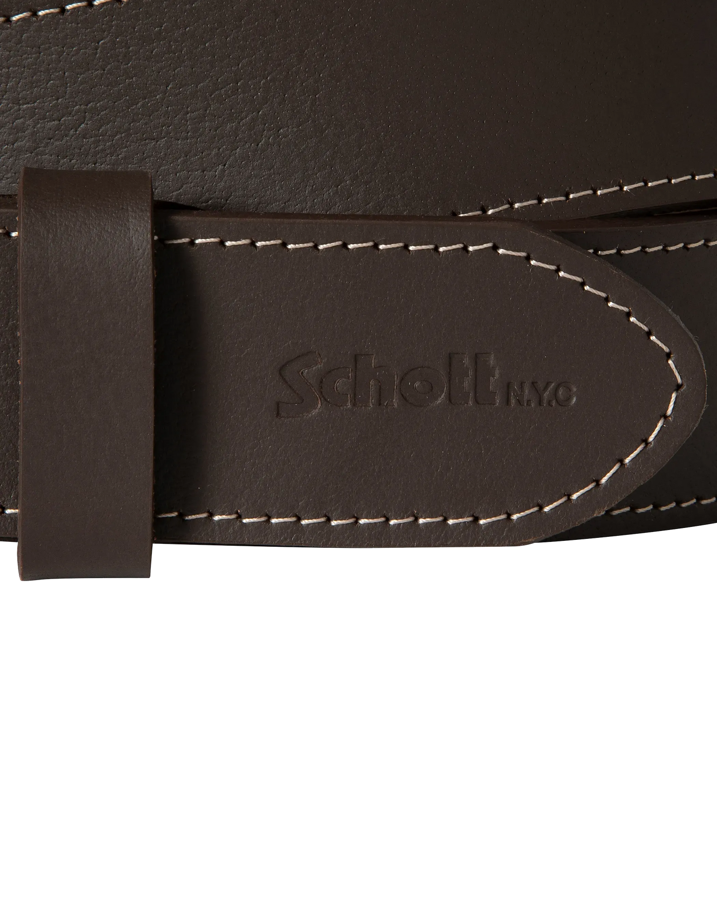 Cintura marrone con cucitura contrastata, pelle di bufalo