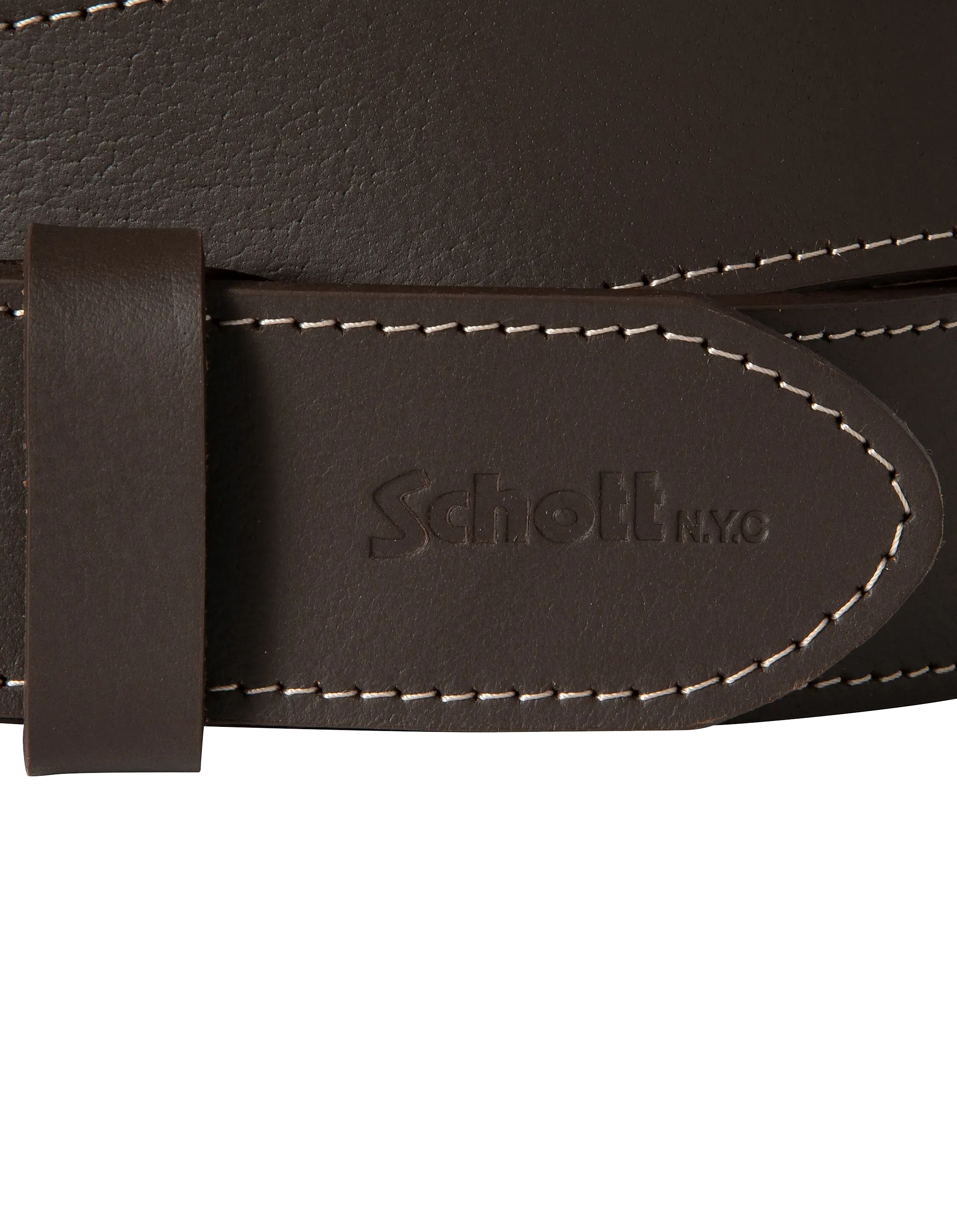 Cintura marrone con cucitura contrastata, pelle di bufalo-2