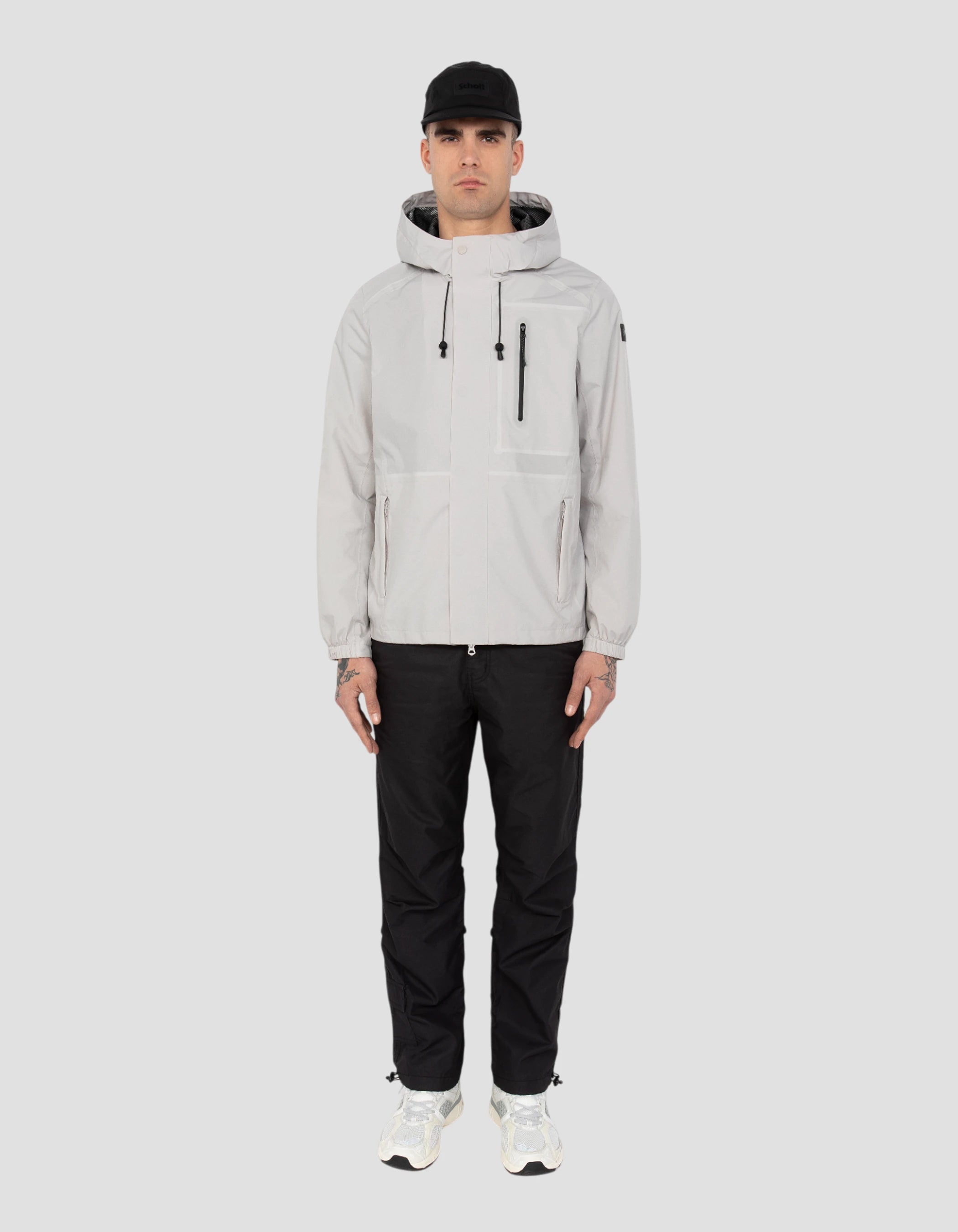 Coupe-vent ciment technique ultra-léger à capuche, coutures soudées-1