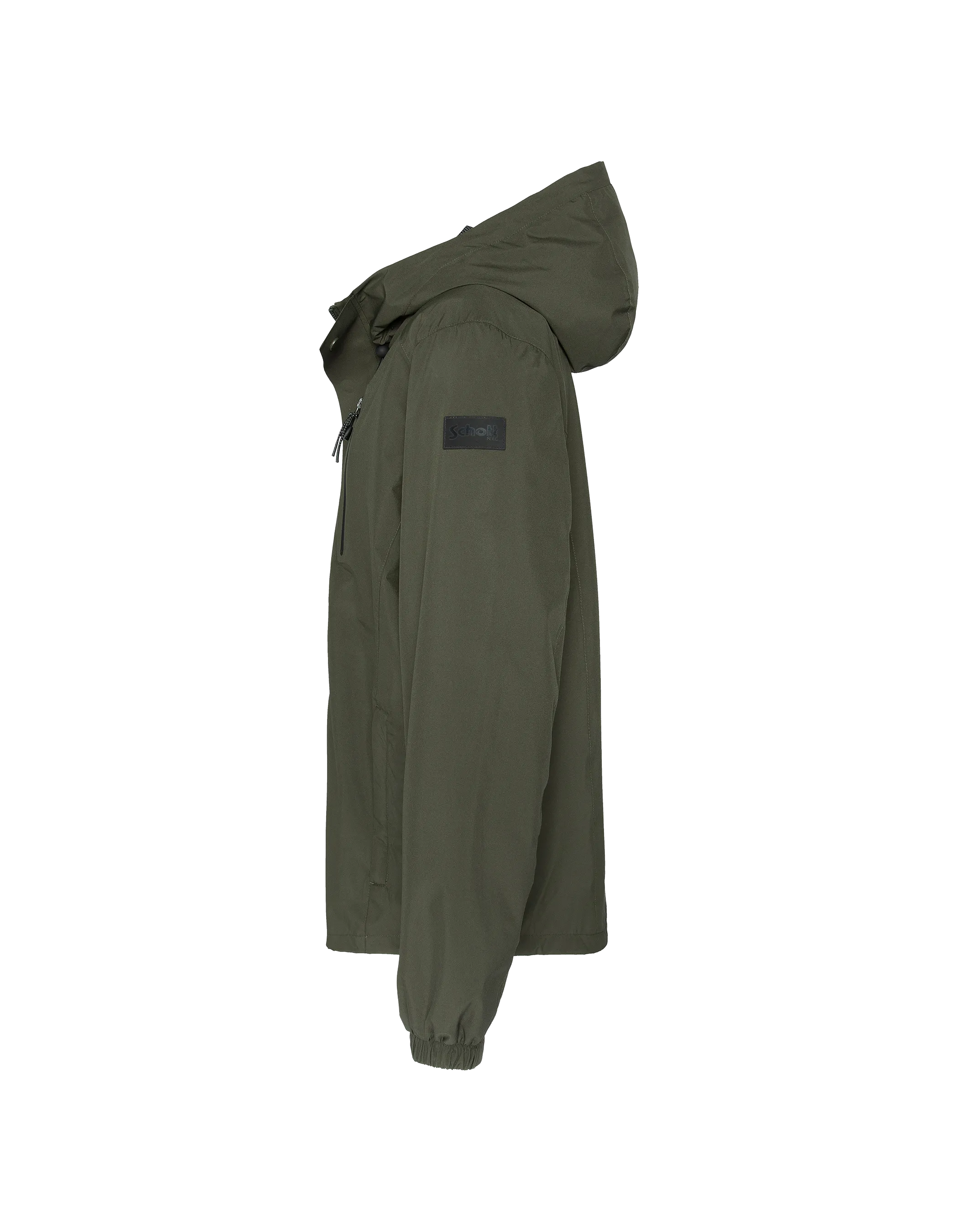 Ultralight technical khaki windbreaker with hood and welded seams Ultralight technical khaki windbreaker with hood and welded seams